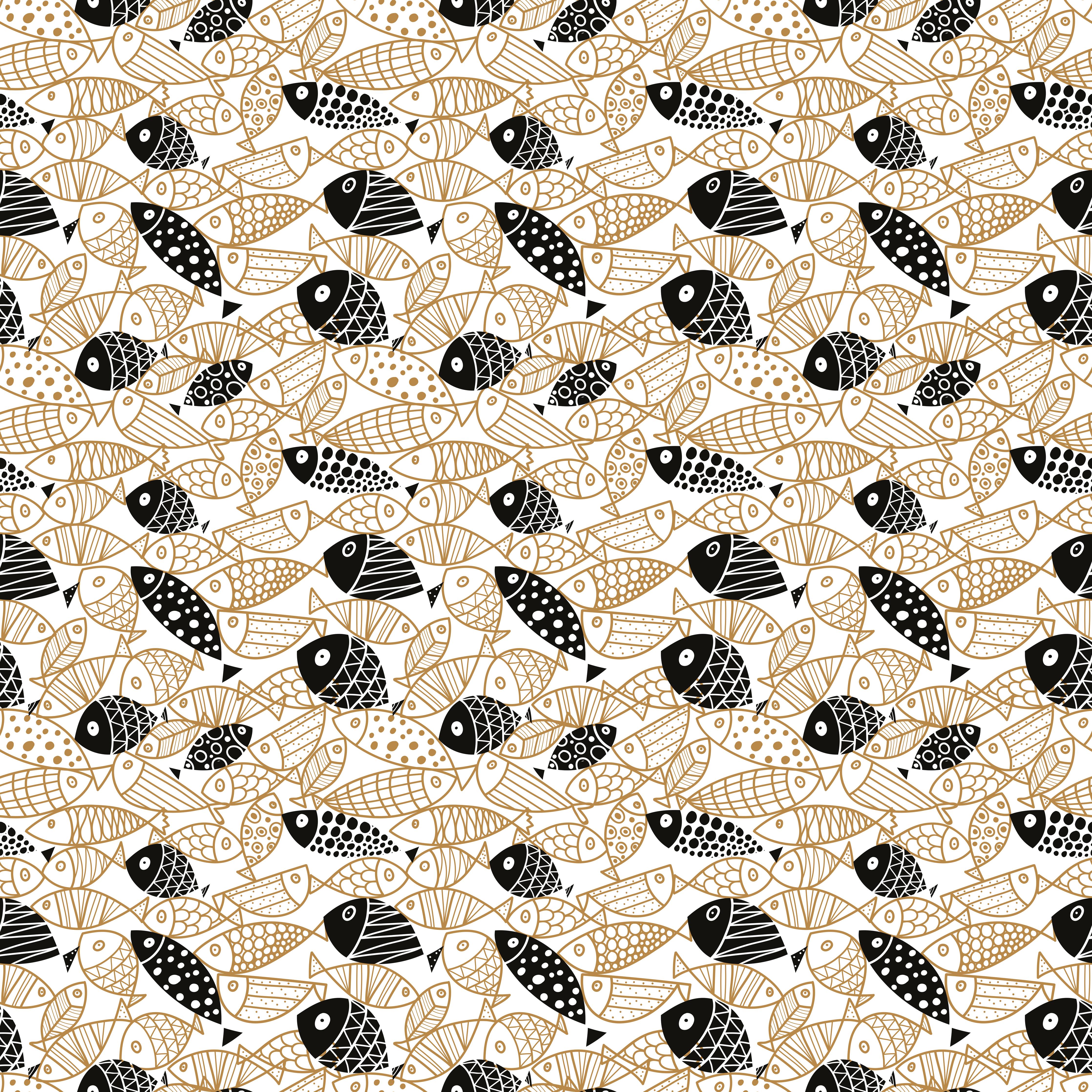 Küchenrückwand-Schwarz-Gold Fische Muster