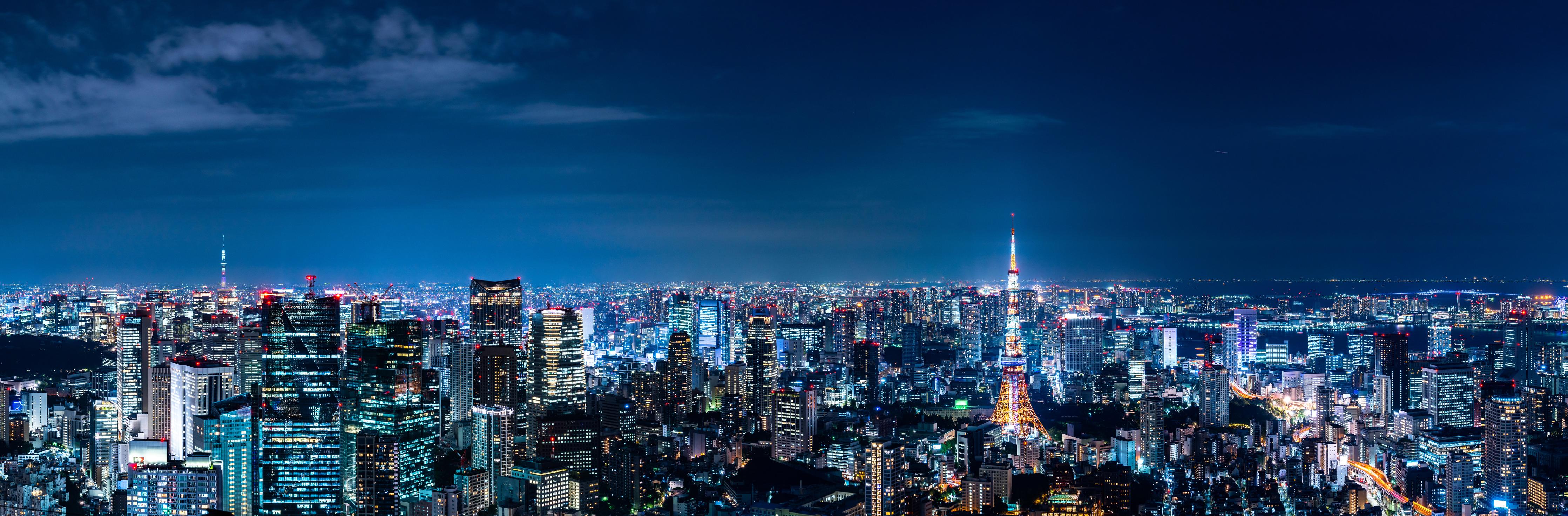 Küchenrückwand-Tokio Skyline bei Nacht