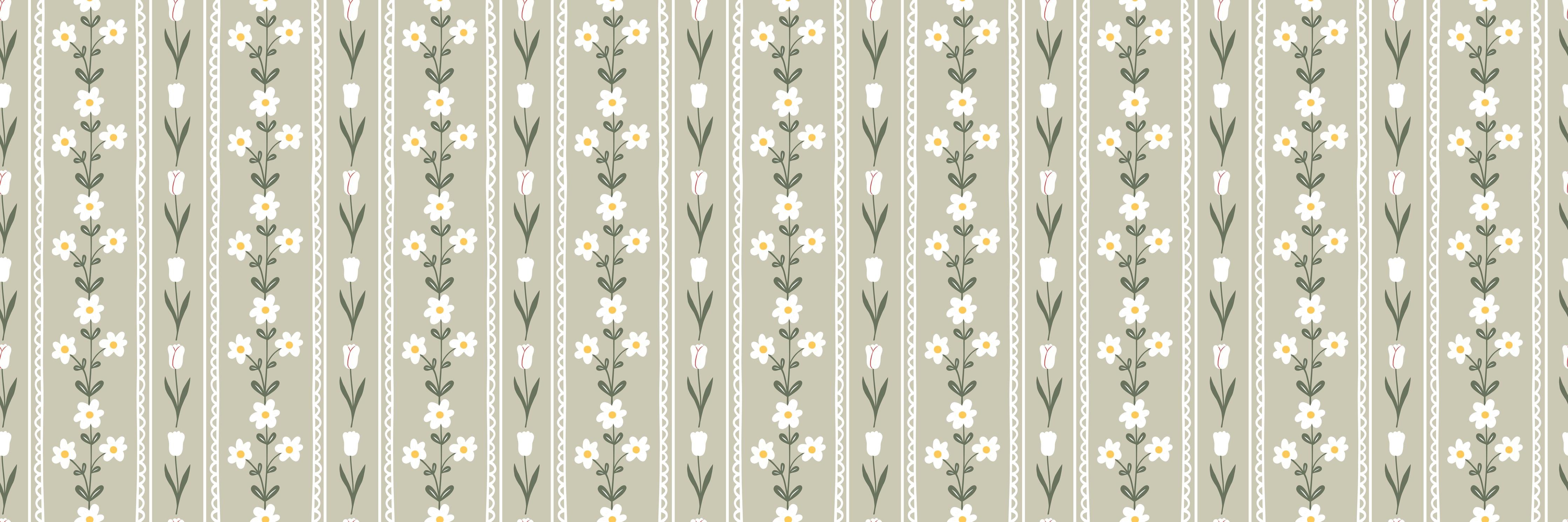 Küchenrückwand-Vintage Bloom Beige Blumen Tapete