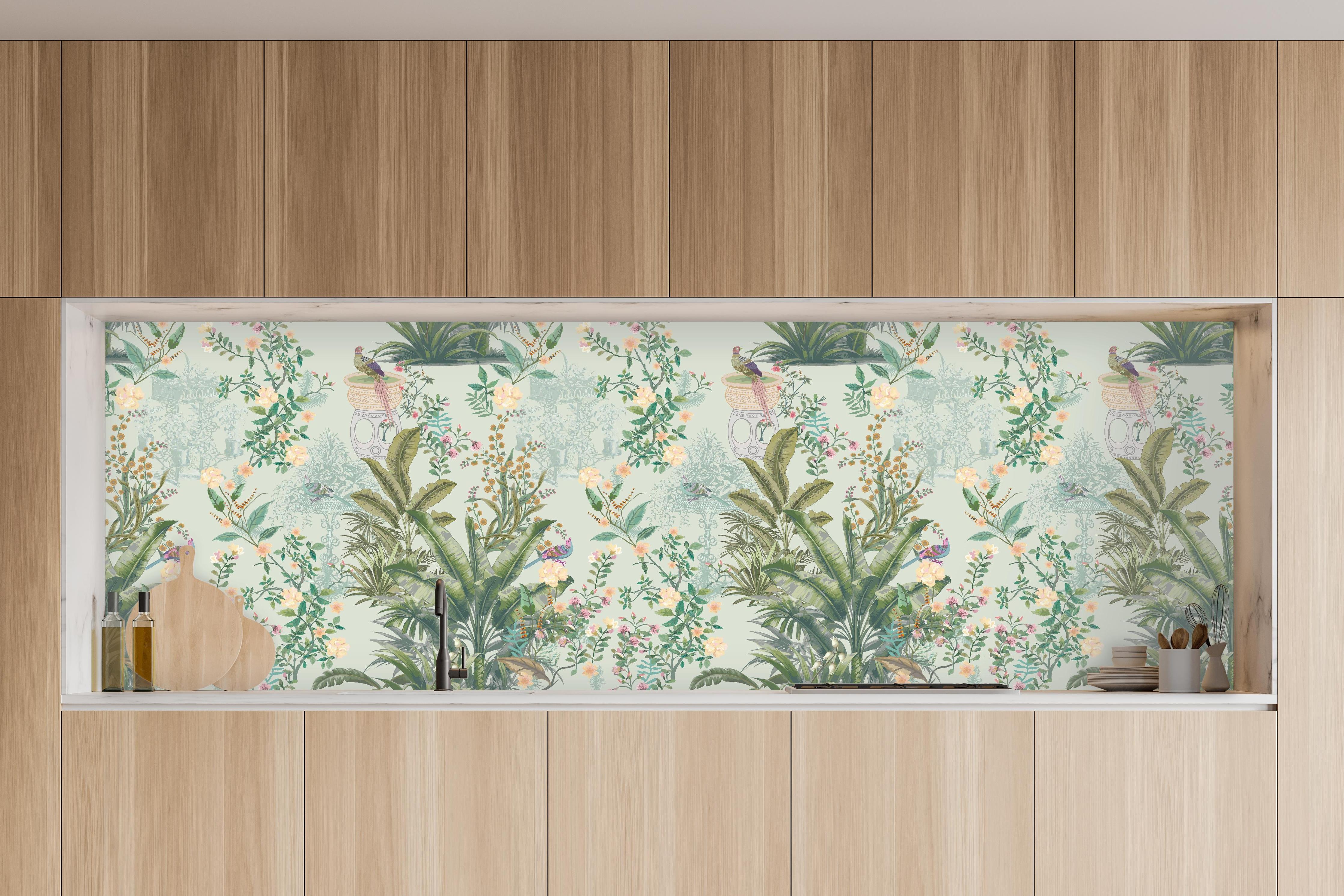 Küche - Vintage Bloom Grünes Refugium in charakteristischer Vollholz-Küche mit modernem Gasherd