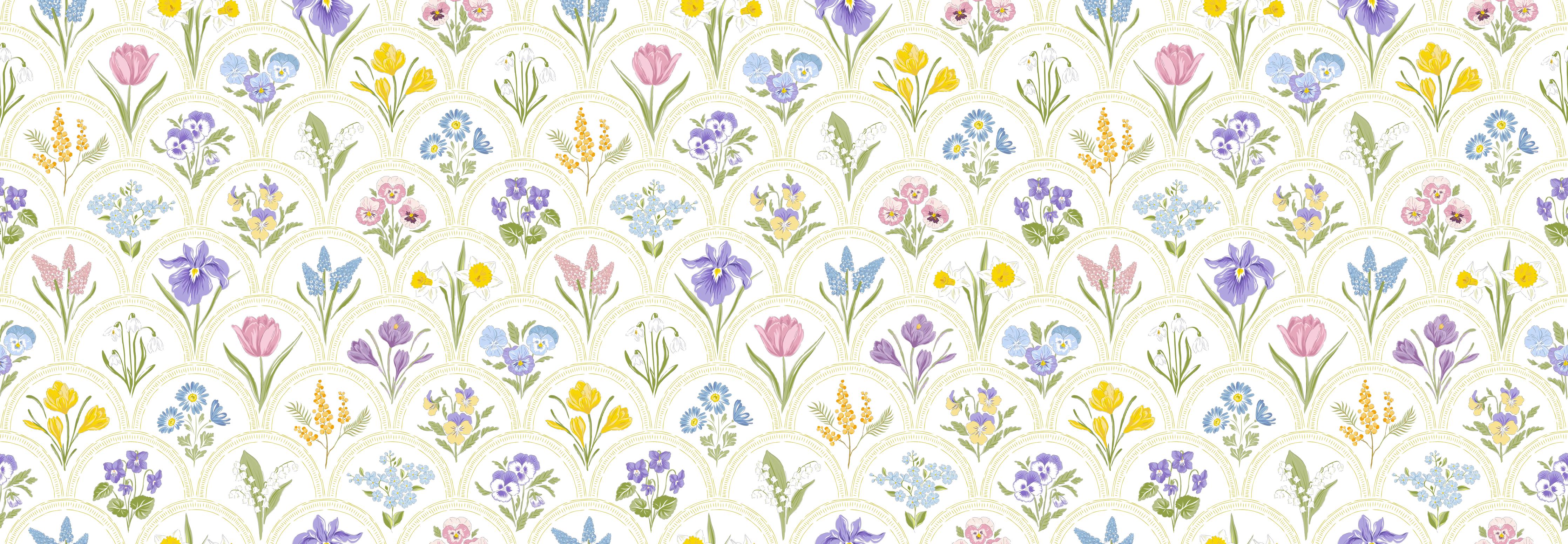 Küchenrückwand-Vintage Bloom Pastell-Blumentapete