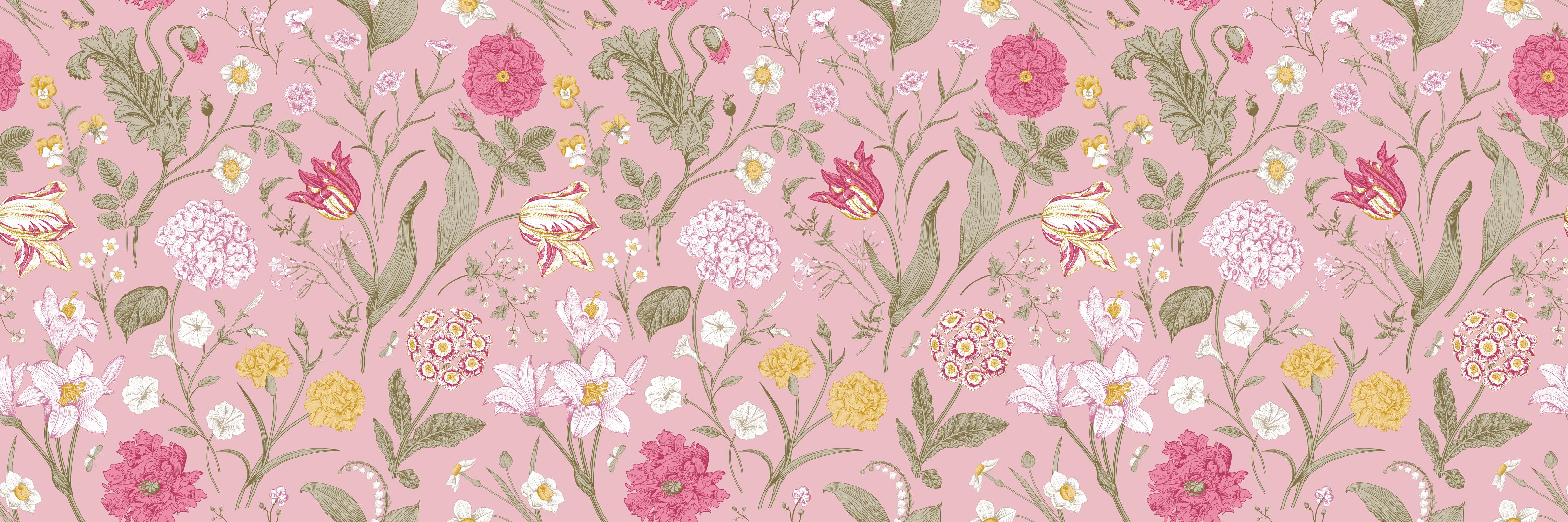 Küchenrückwand-Vintage Bloom Rosa Blumenmuster