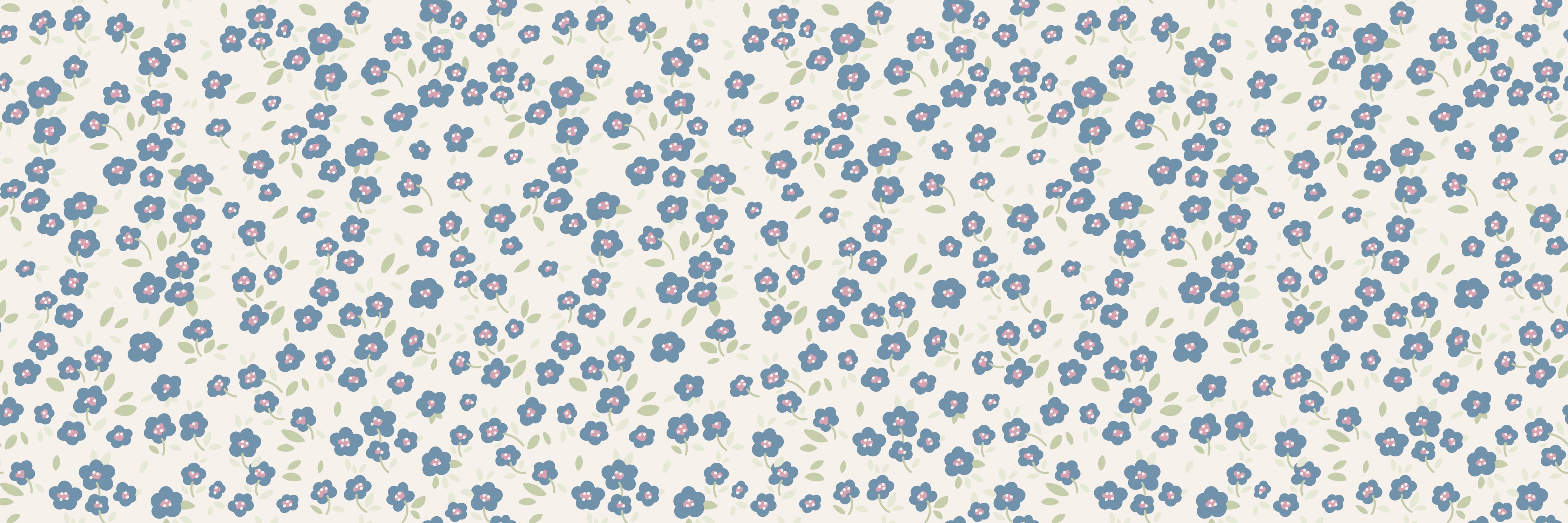 Küchenrückwand-Vintage Ditsy Blumen Blau-Beige