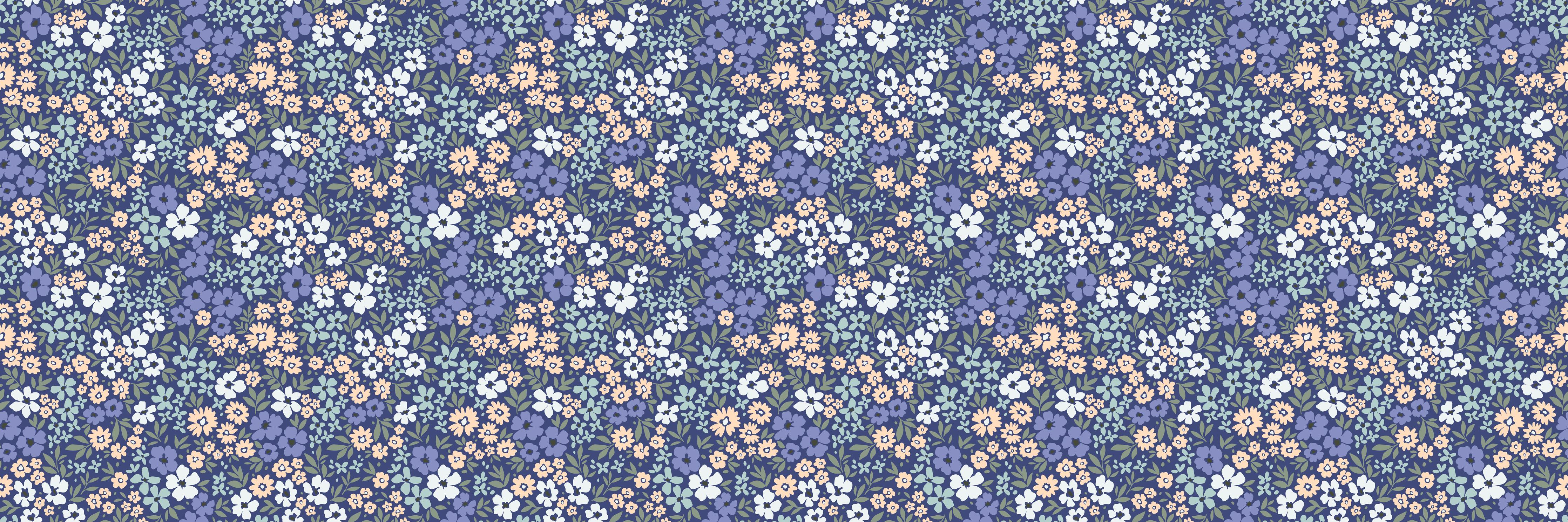Küchenrückwand-Vintage Ditsy Blumenmuster Blau