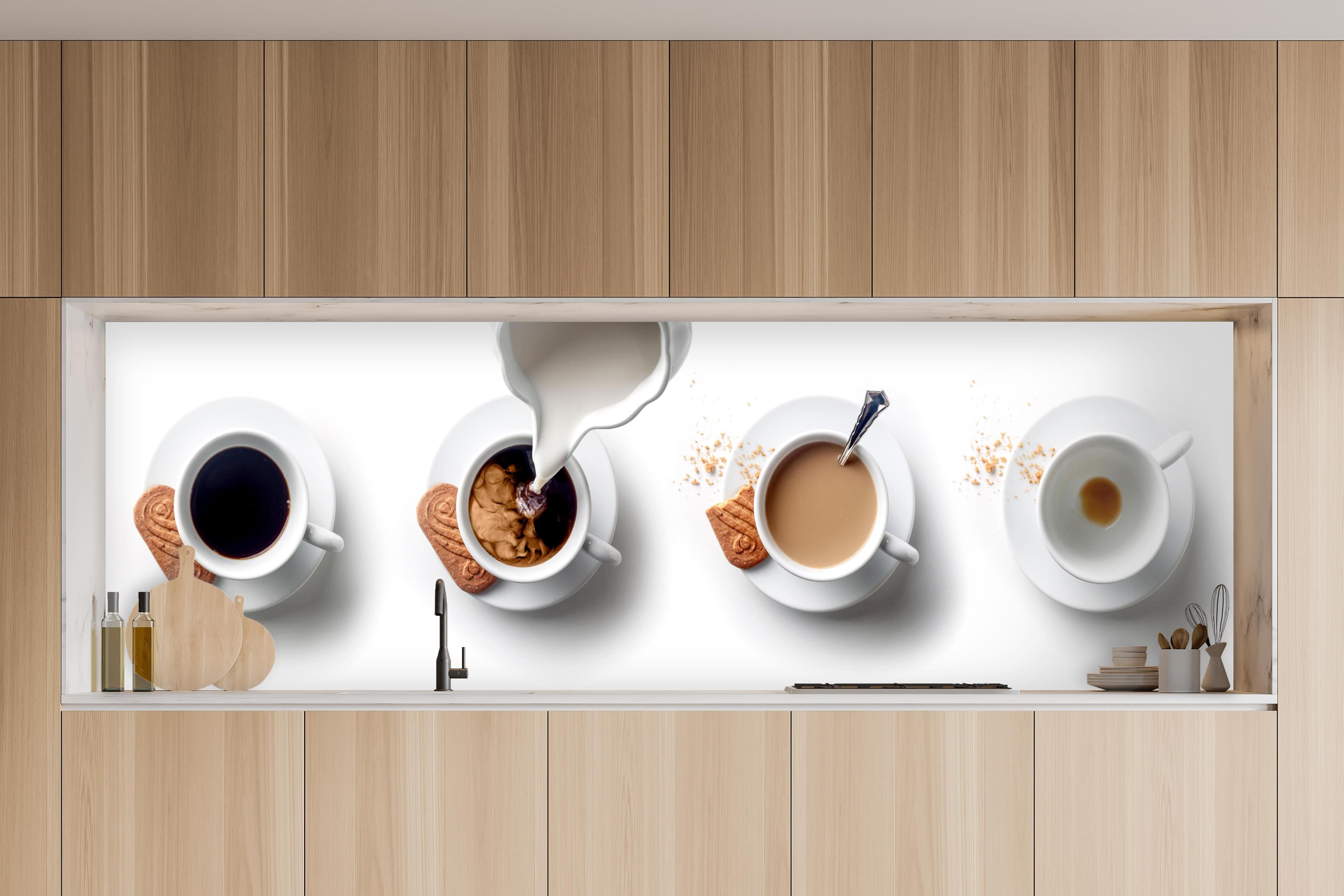 Küche - Weiß-Braun Kaffee-Variationen in charakteristischer Vollholz-Küche mit modernem Gasherd