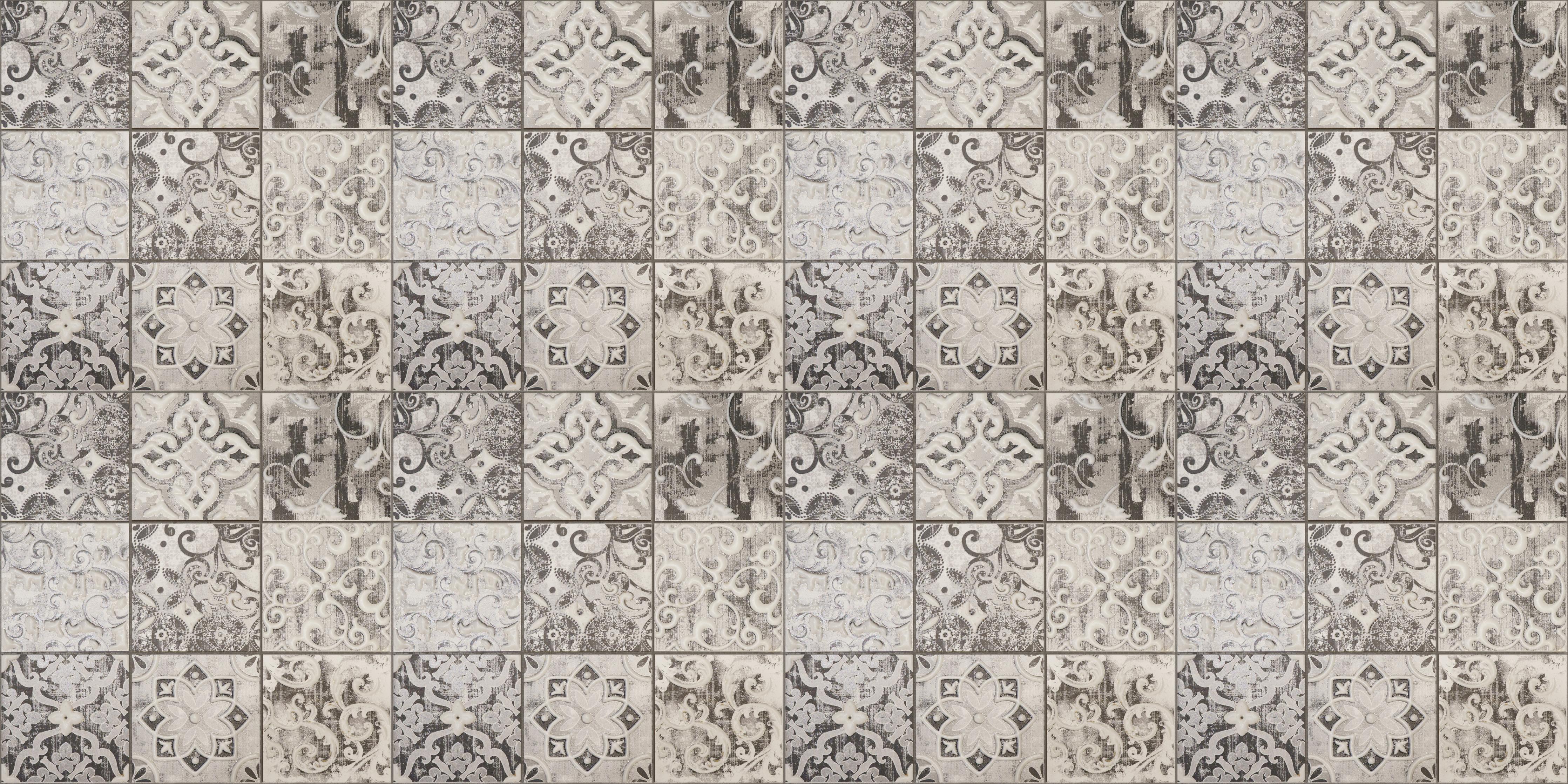 Küchenrückwand-Weiß-Grau-Beige Fliesenmuster