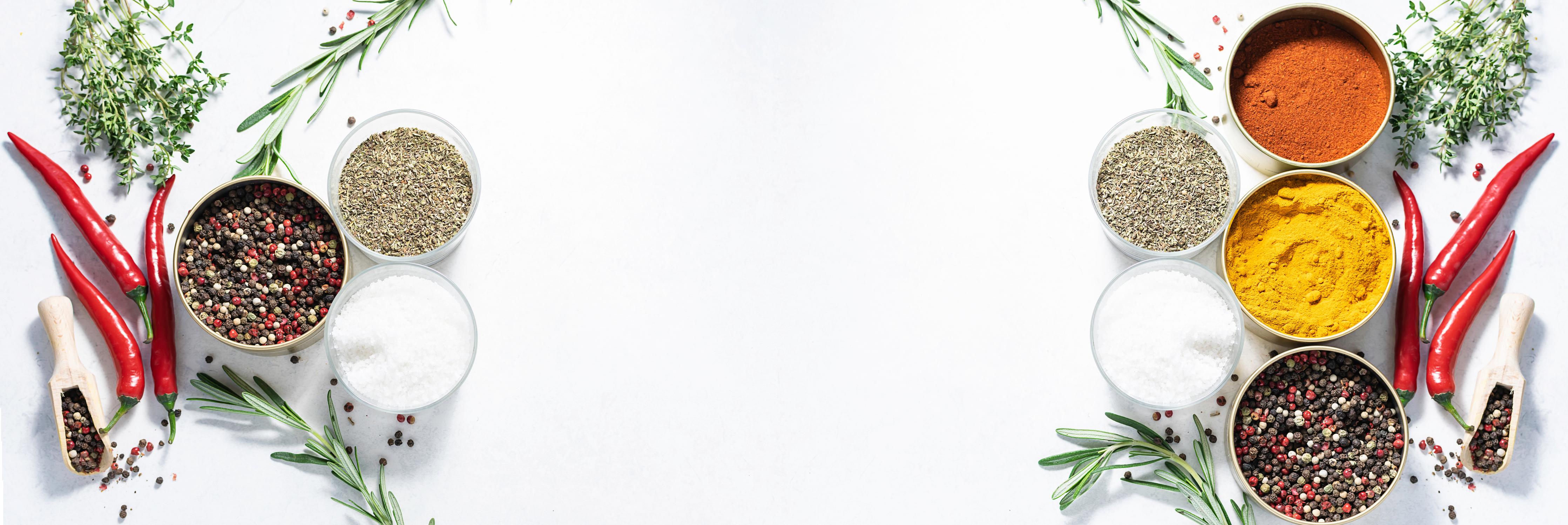 Küchenrückwand-Weißes Gewürz-Flatlay
