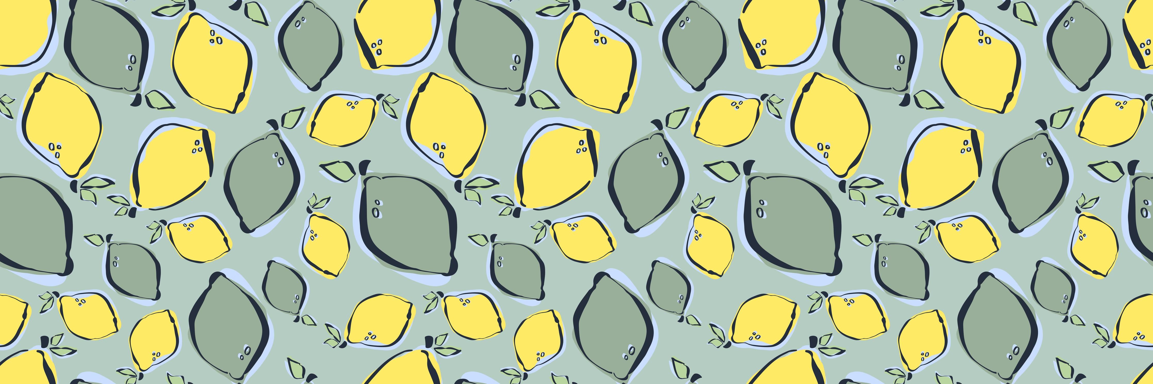 Küchenrückwand-Zitronenmuster Gelb-Türkis