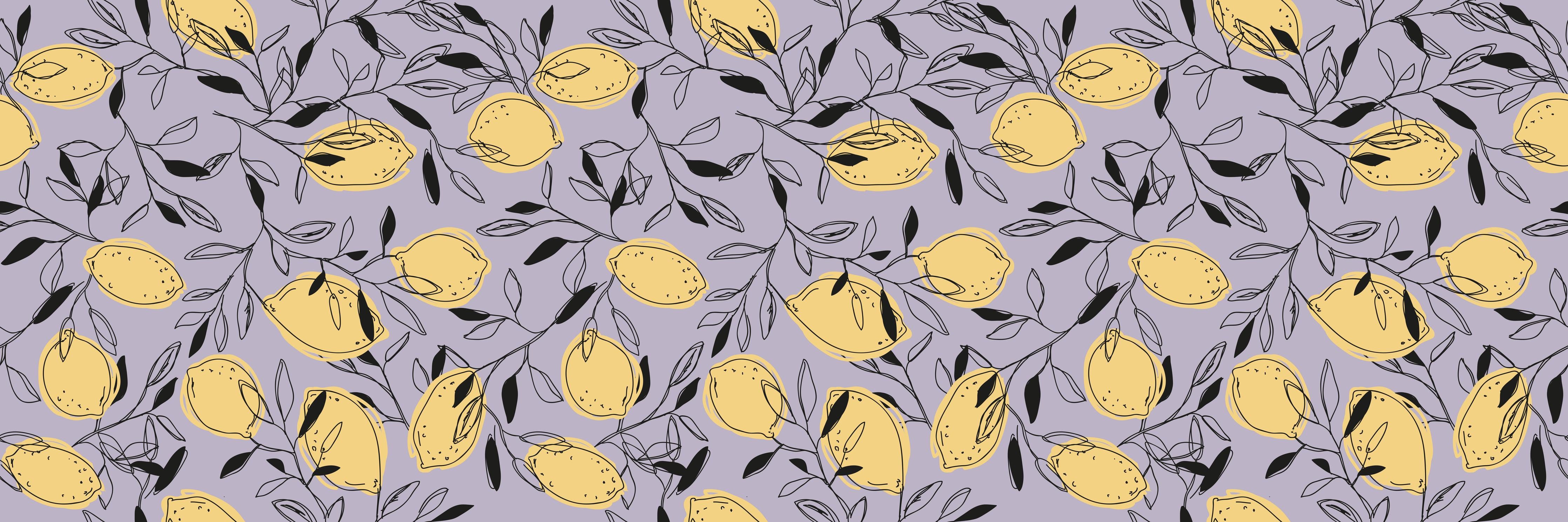 Küchenrückwand-Zitronenmuster Lila-Gelb