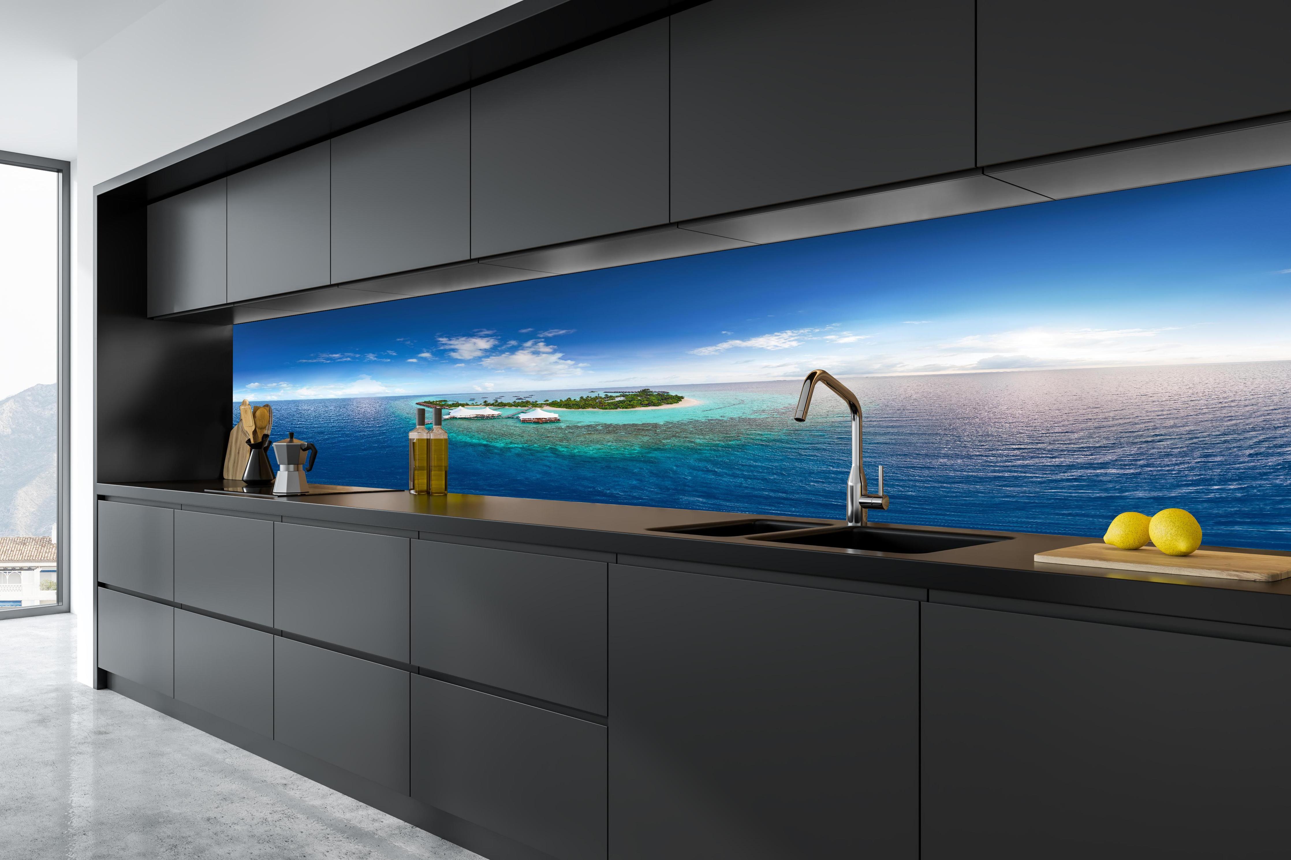 Küche - Panorama von Banff National Park - Kanada in tiefschwarzer matt-premium Einbauküche