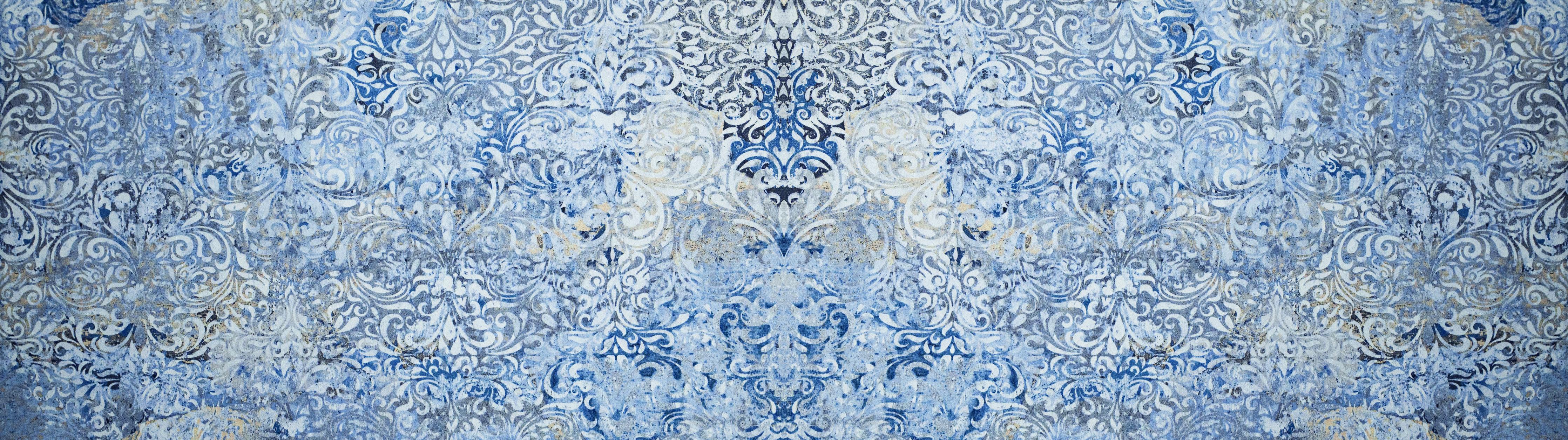 Küchenrückwand-Alt blau graues vintage Fliesenmuster