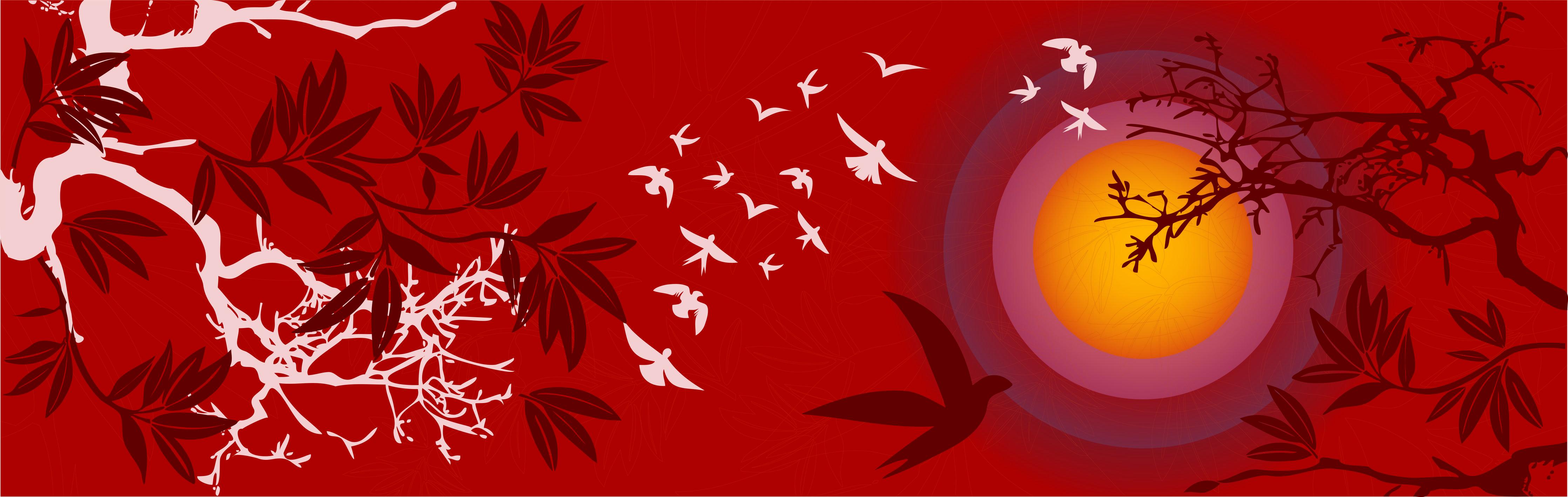 Küchenrückwand-Asiatischer Sonnenuntergang Rot