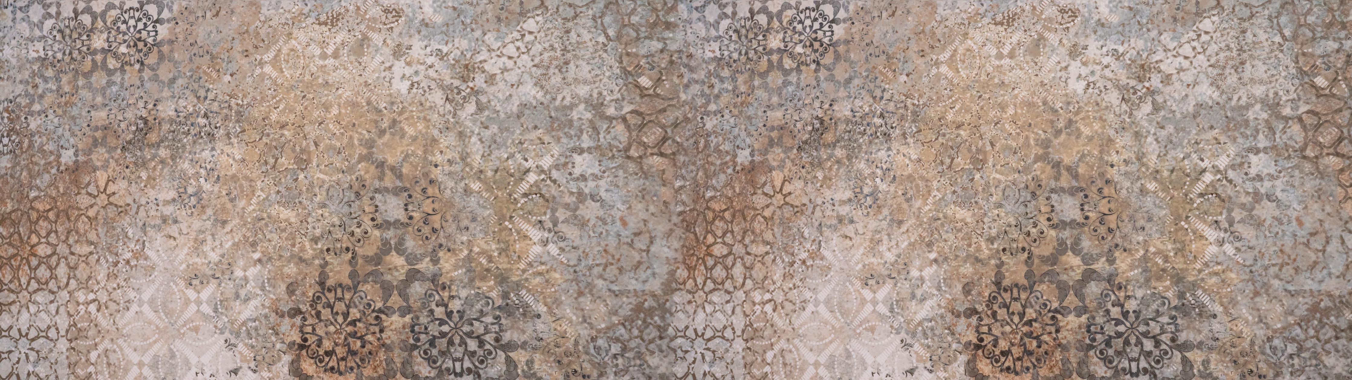 Küchenrückwand-Beige Vintage Blumenmuster im Tapeten-Stil