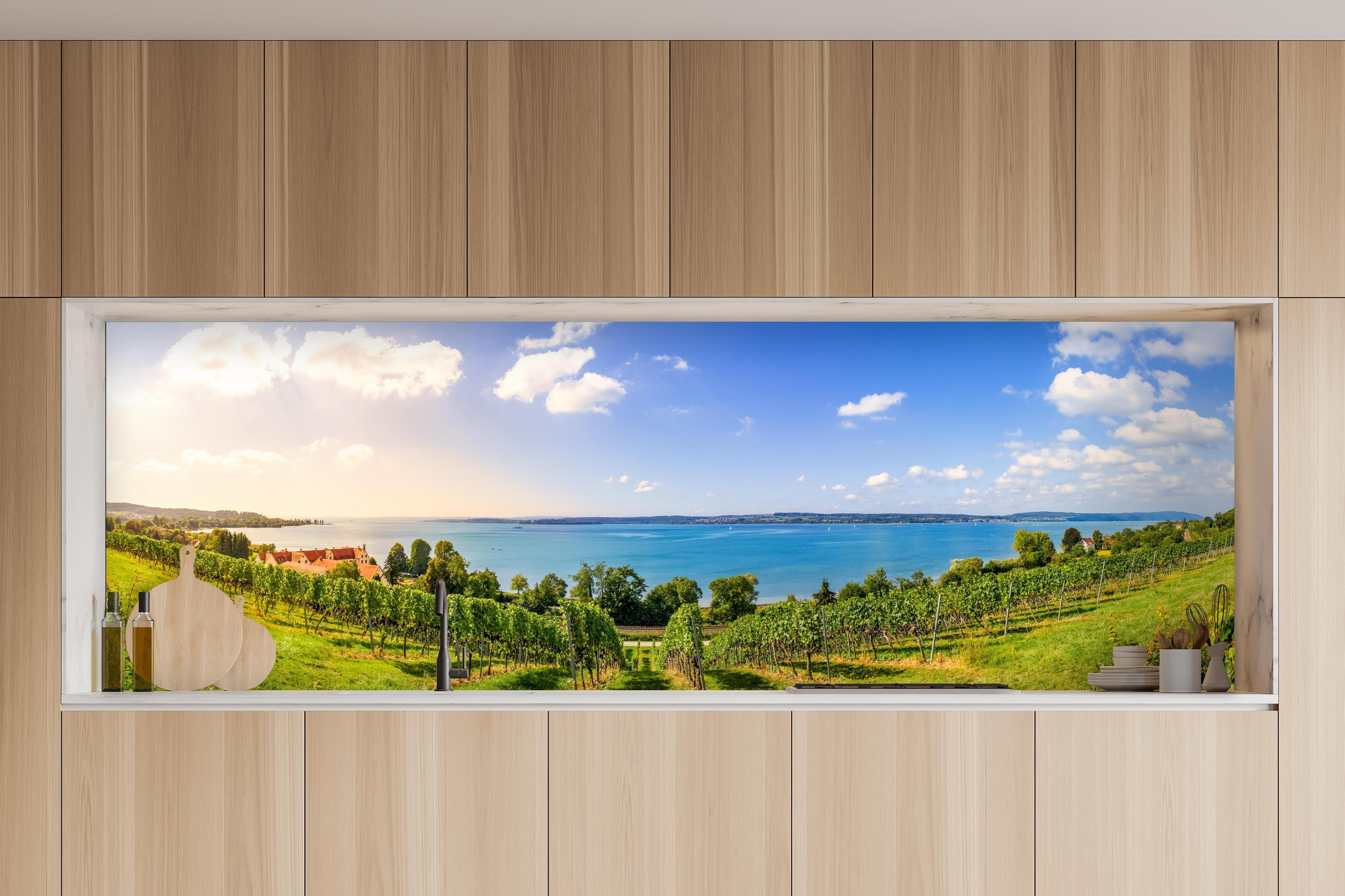 Küche - Bodensee Panorama in Birnau in charakteristischer Vollholz-Küche mit modernem Gasherd