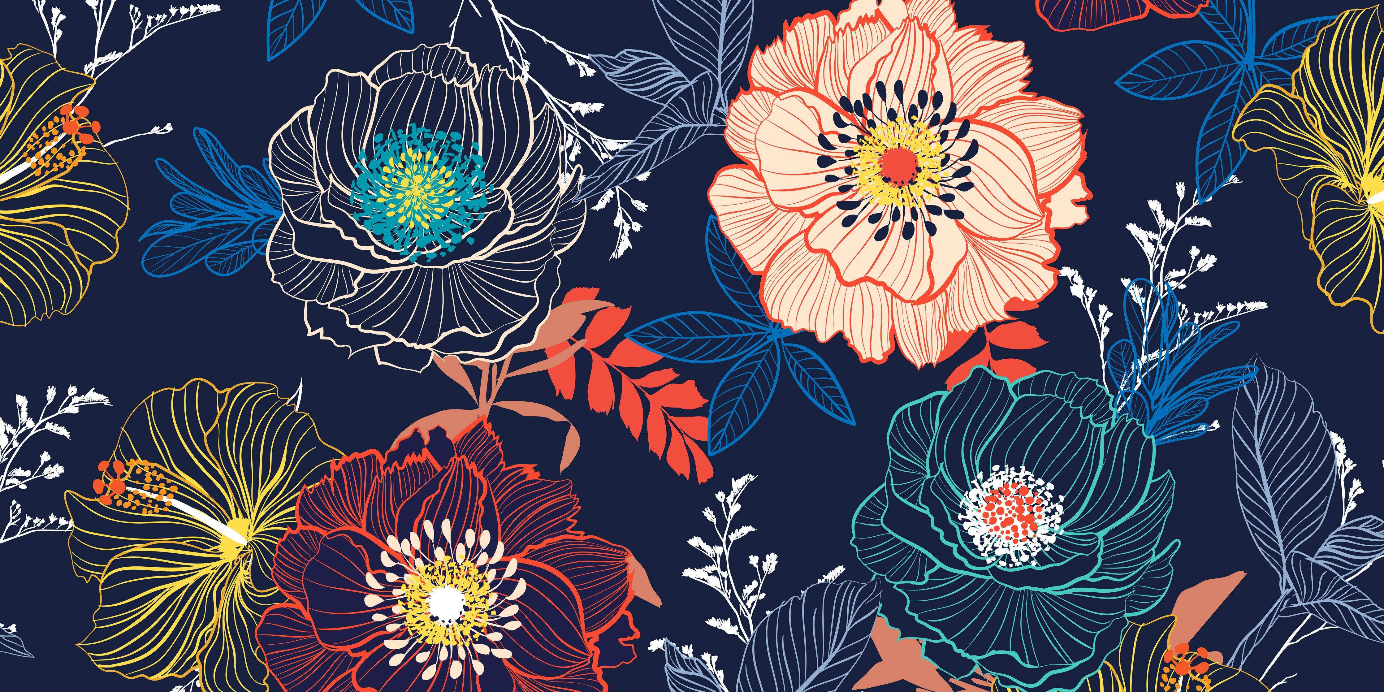 Küchenrückwand-Bunte Blumenkunst