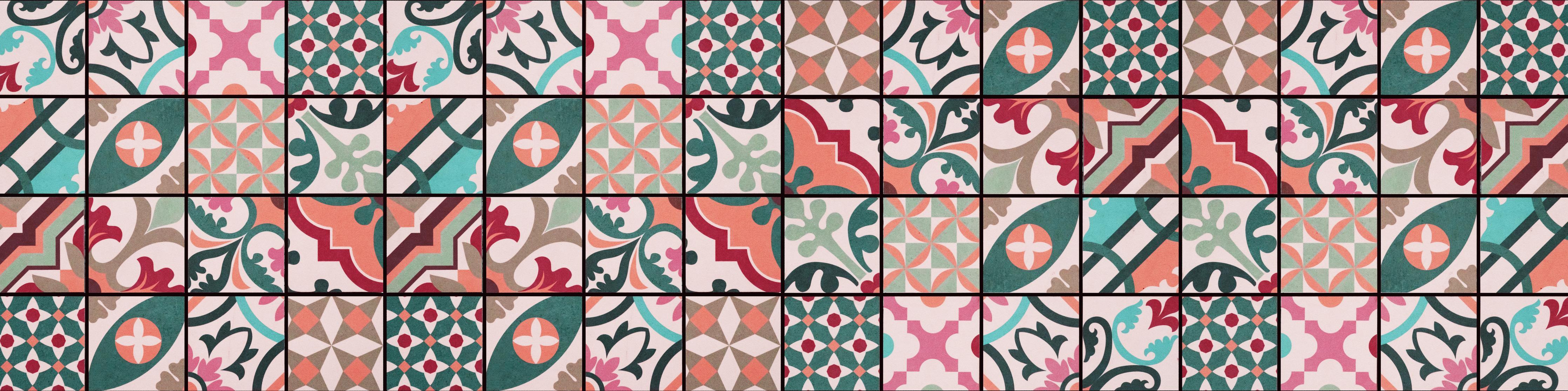 Küchenrückwand-Bunte abstrakte Vintage Fliesen