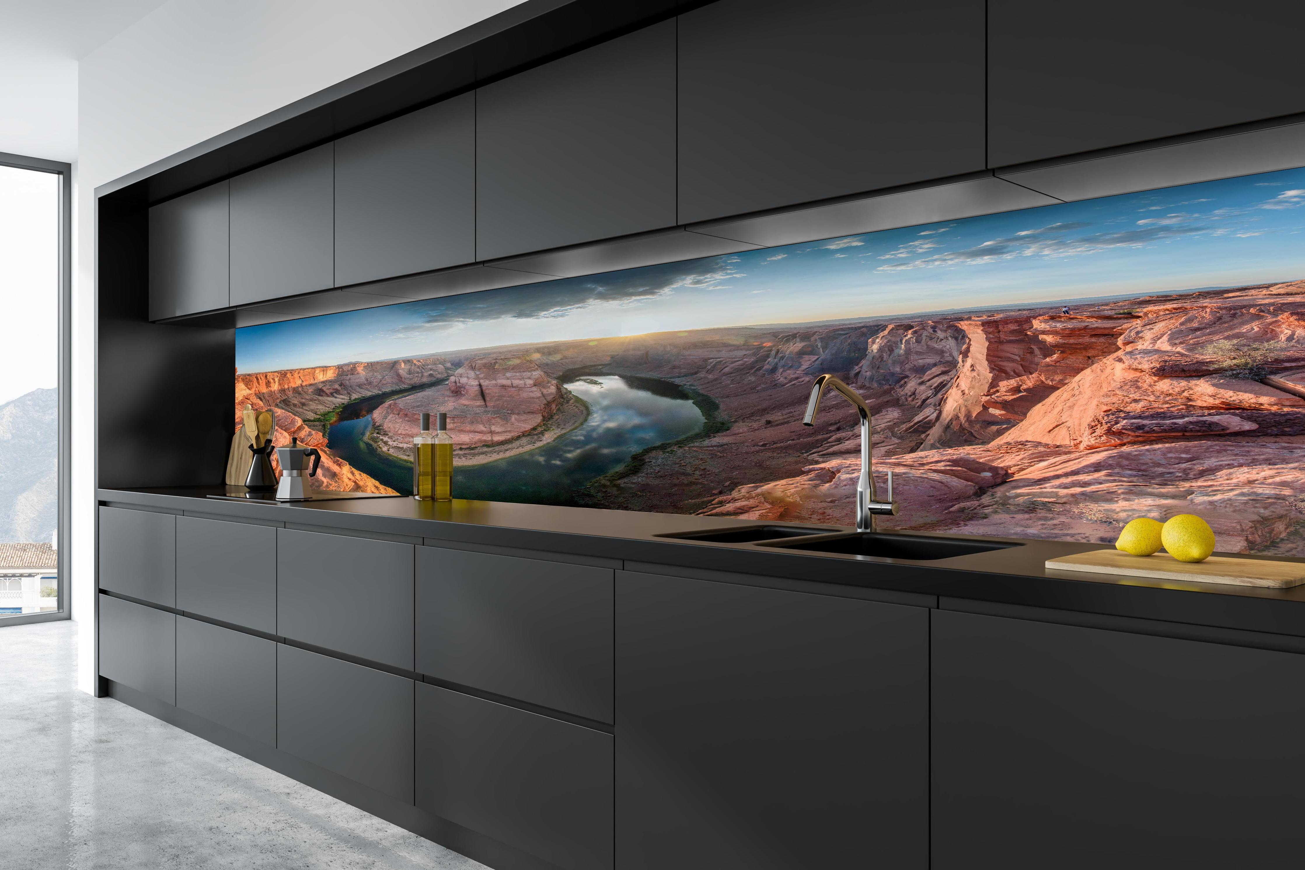 Küche - Horseshoe Bend Sonnenuntergang in tiefschwarzer matt-premium Einbauküche