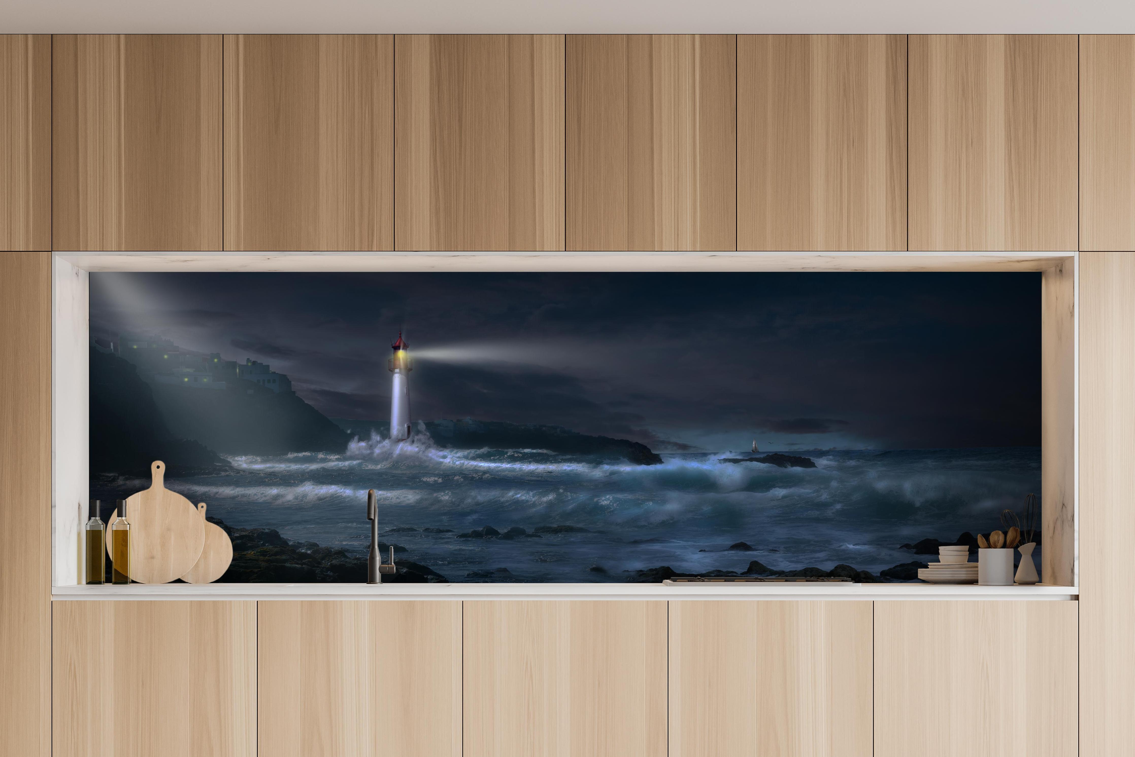 Küche - Leuchtturm in charakteristischer Vollholz-Küche mit modernem Gasherd