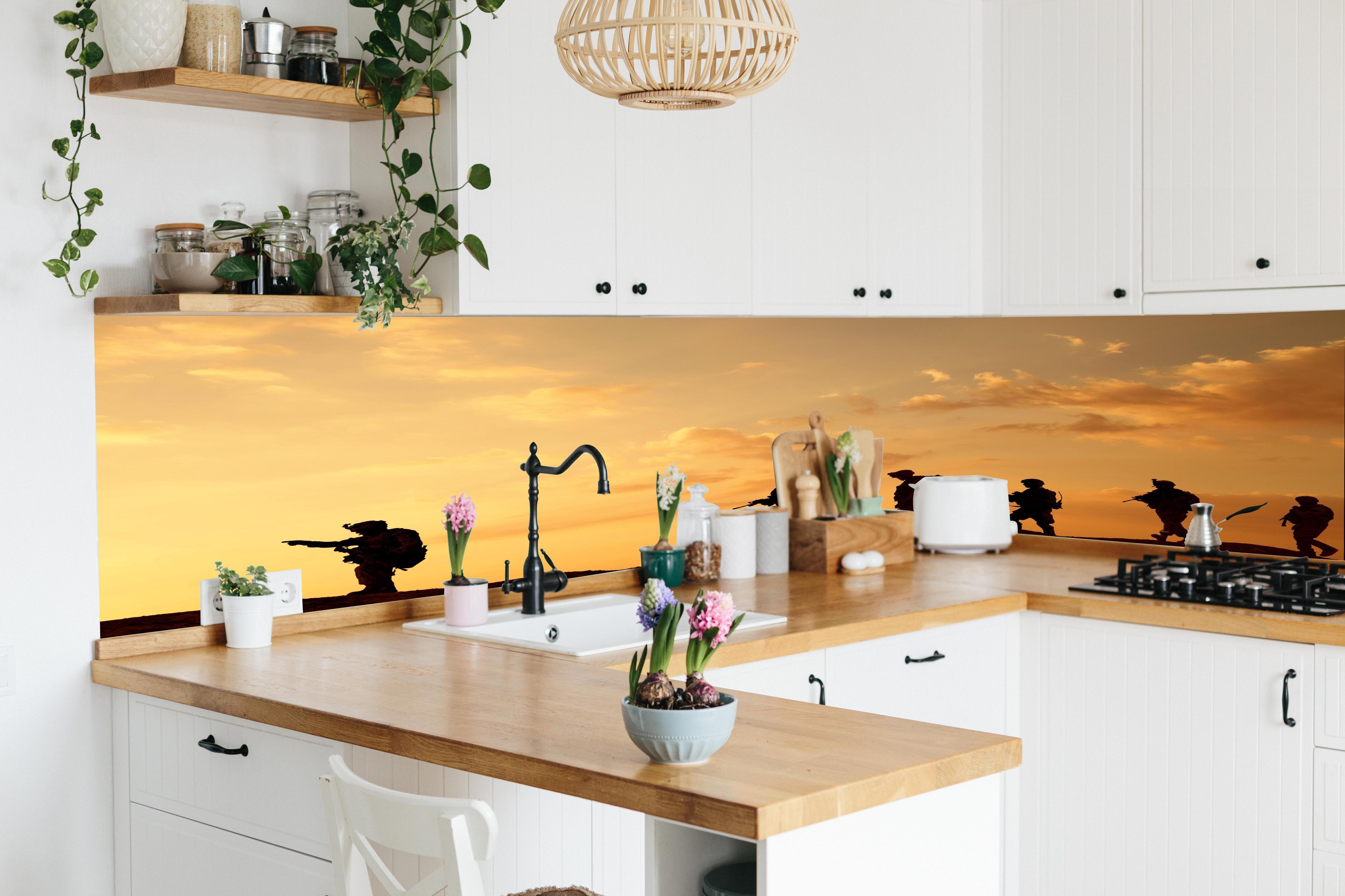 Küche - Militärische Truppen in lebendiger Küche mit bunten Blumen