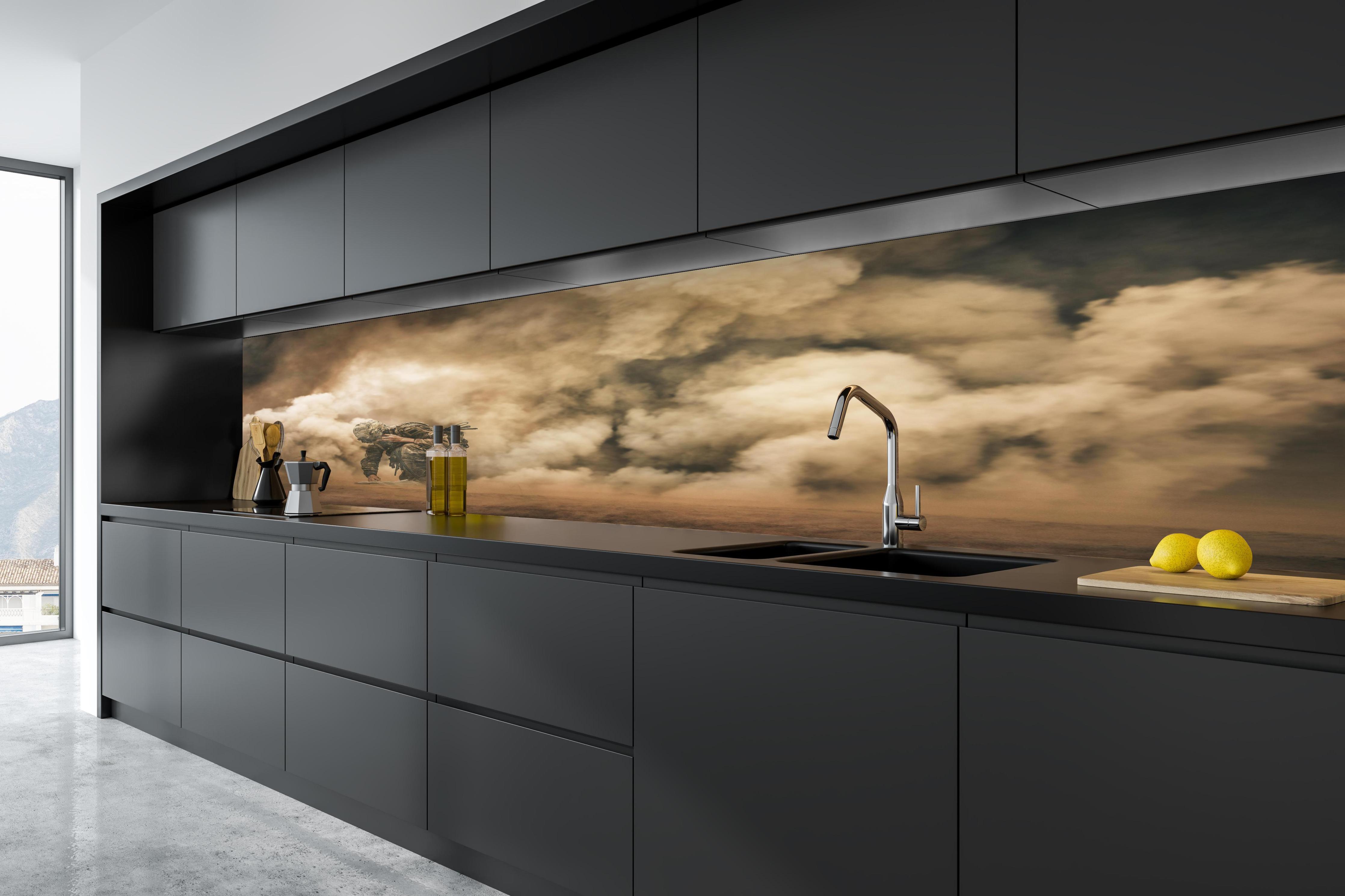 Küche - Militärsoldat in tiefschwarzer matt-premium Einbauküche