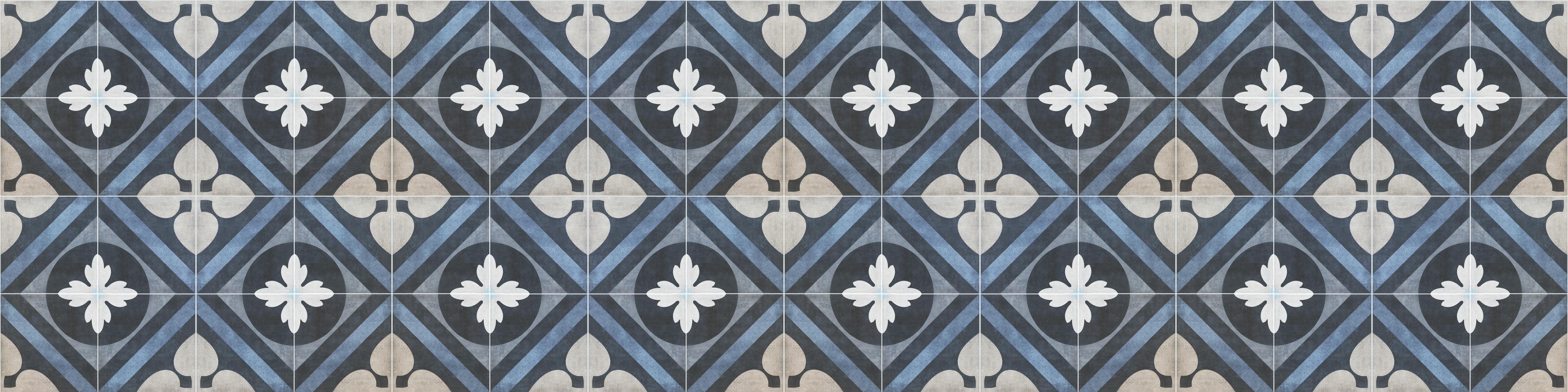 Küchenrückwand-Nahtlose blau weiße vintage Fliesen