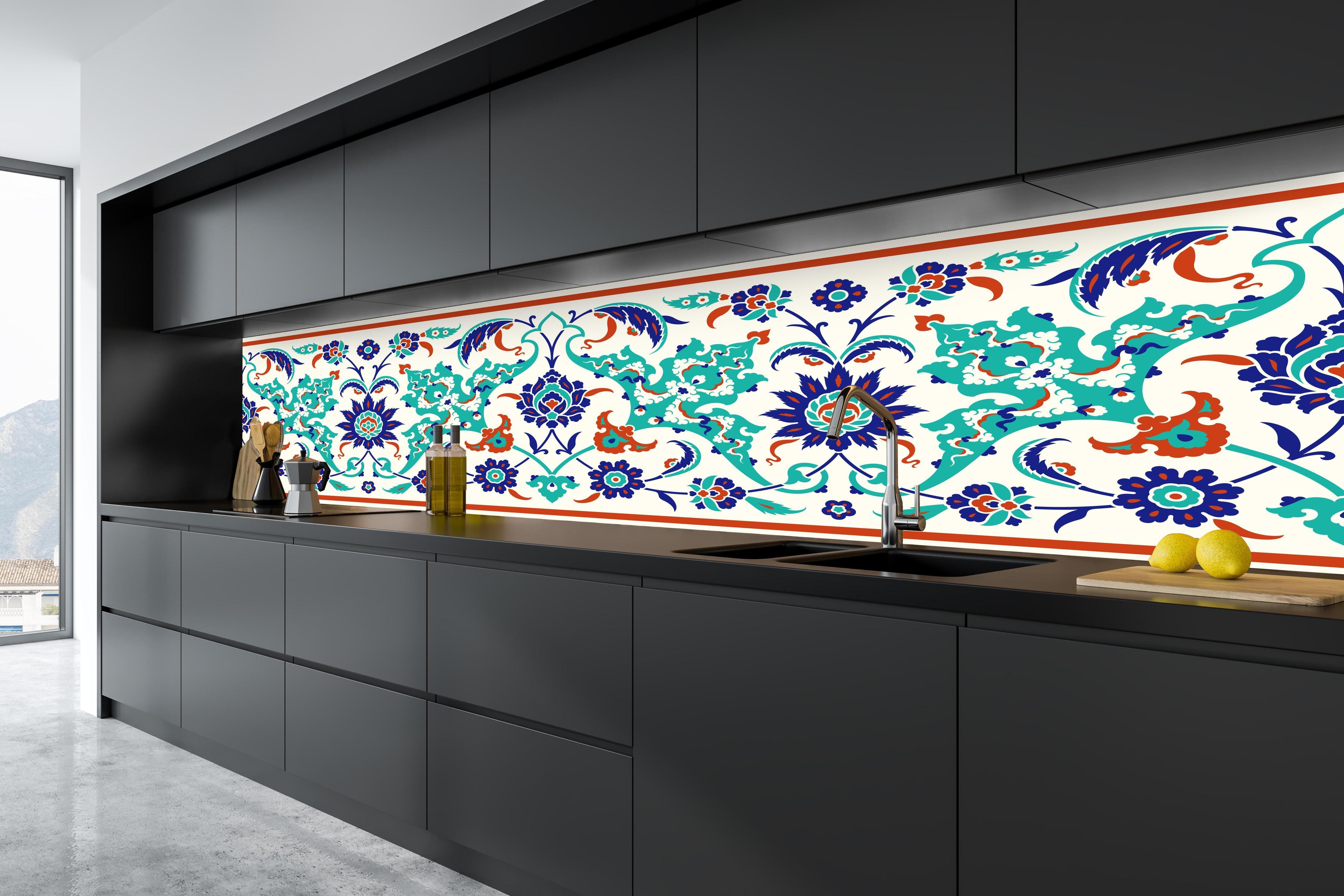 Küche - Orientalische Fliesen in tiefschwarzer matt-premium Einbauküche