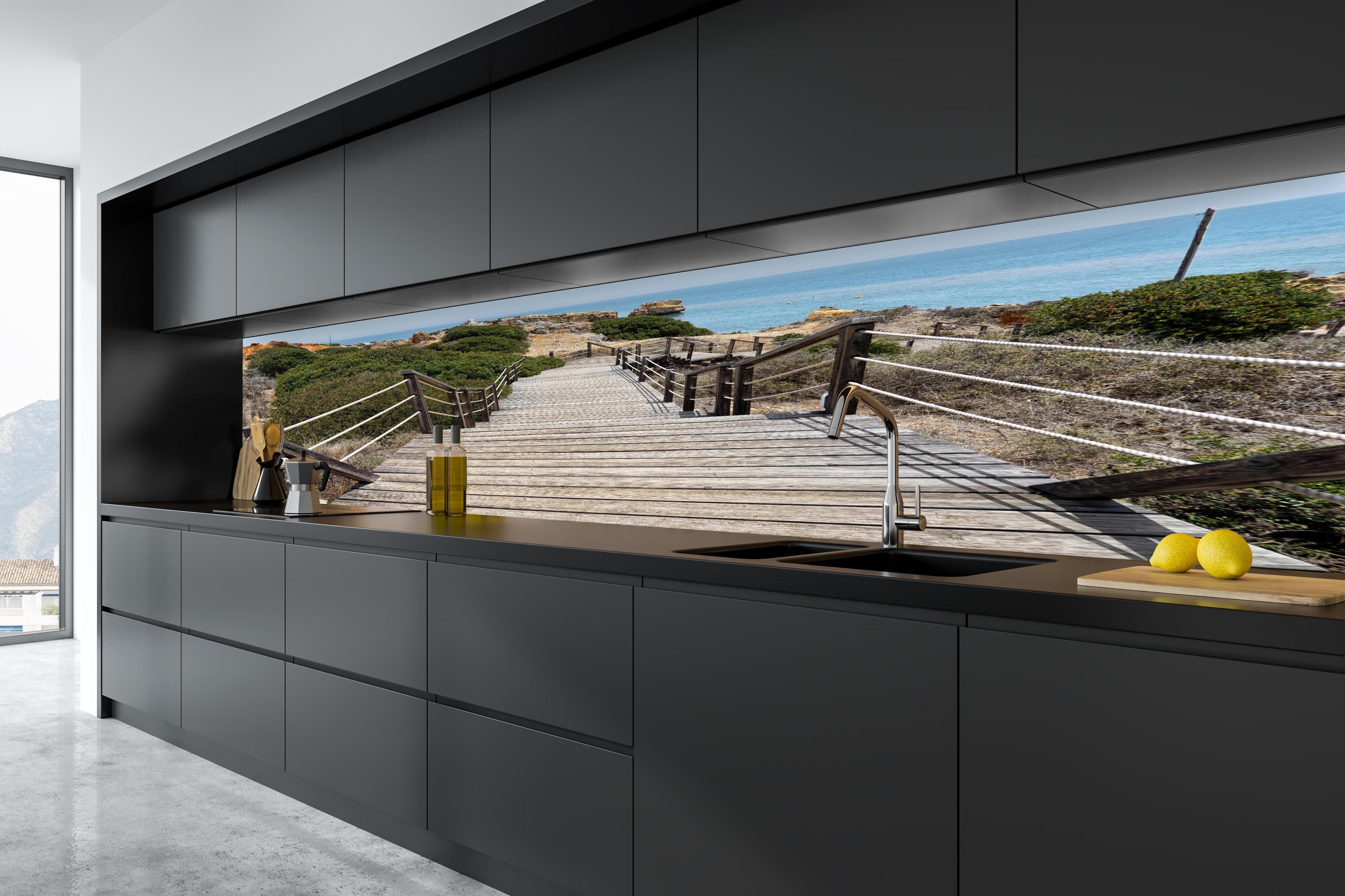 Küche - Portugal Küstenlinie in tiefschwarzer matt-premium Einbauküche
