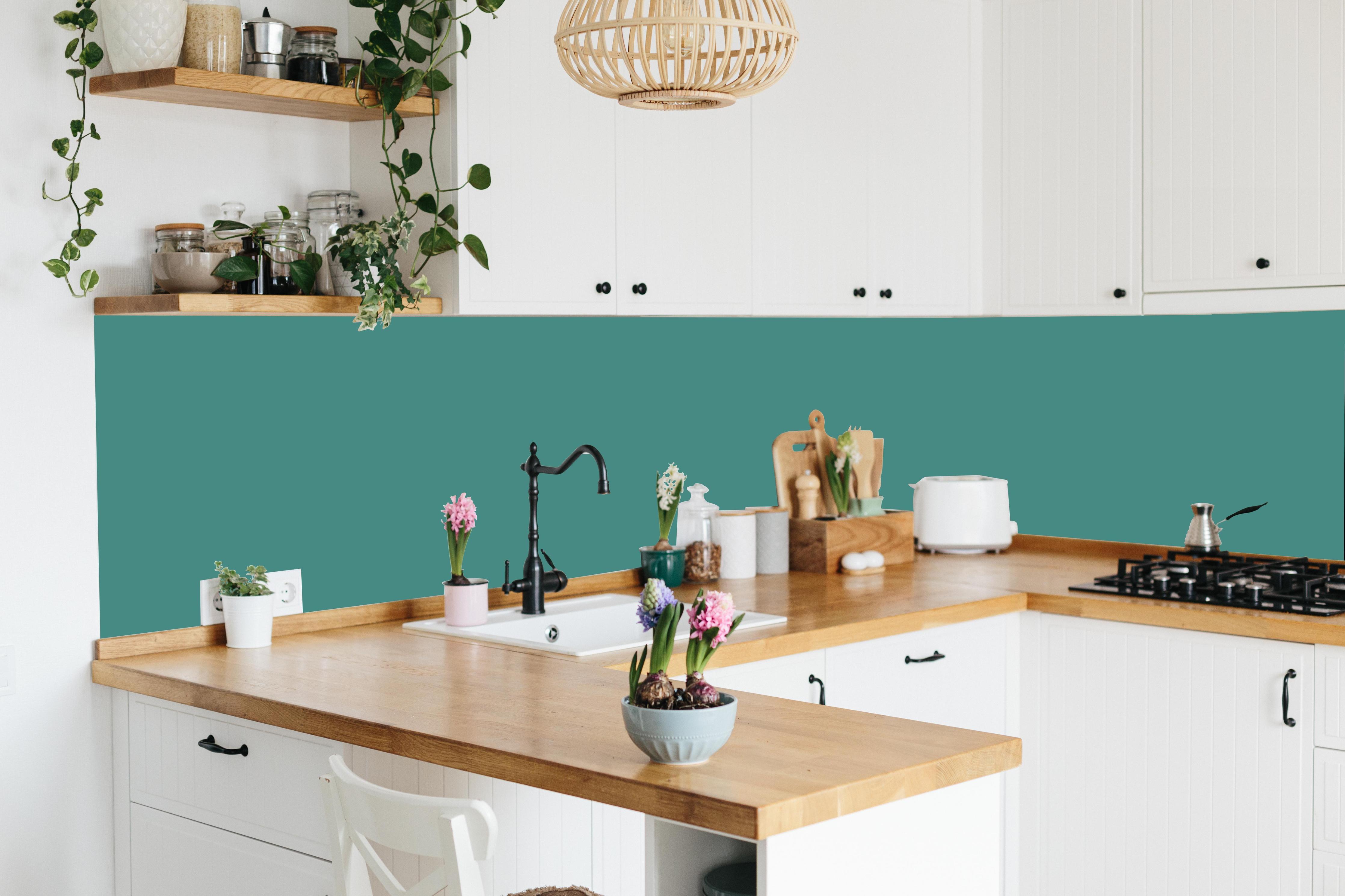 Küche - RAL 6033 (Minttürkis) in lebendiger Küche mit bunten Blumen