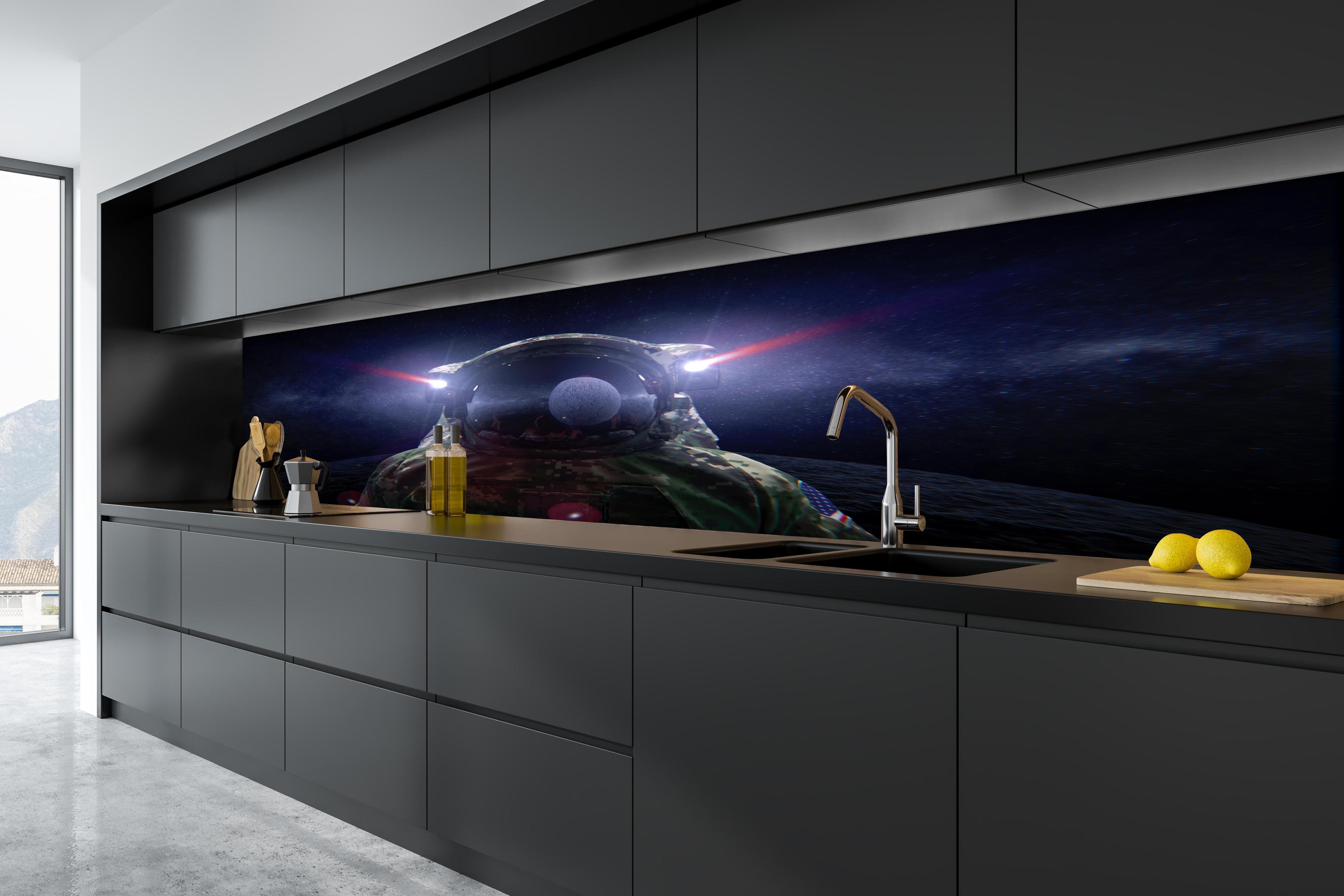 Küche - Space Force Soldat im Tarnanzug in tiefschwarzer matt-premium Einbauküche