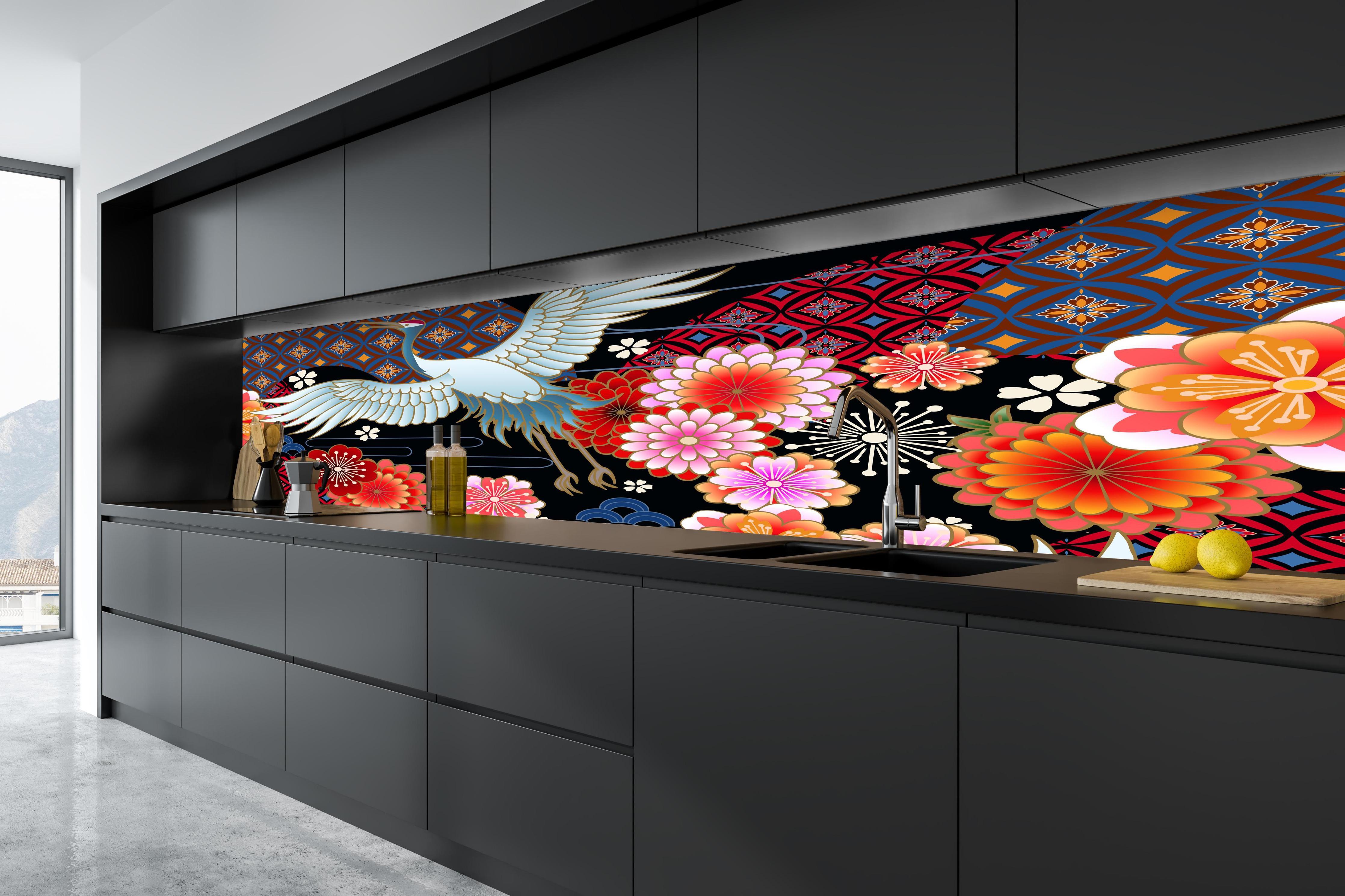 Küche - Stolzer Kranich in tiefschwarzer matt-premium Einbauküche