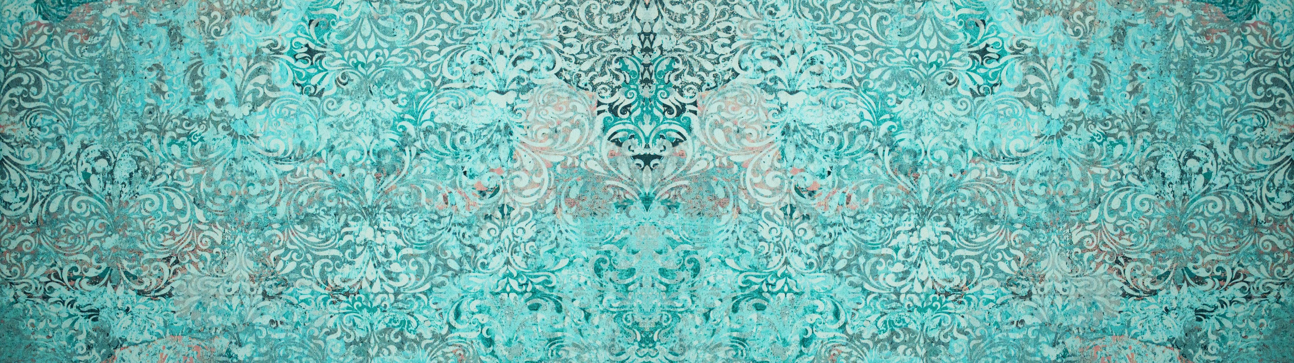 Küchenrückwand-Türkise Vintage Tapete