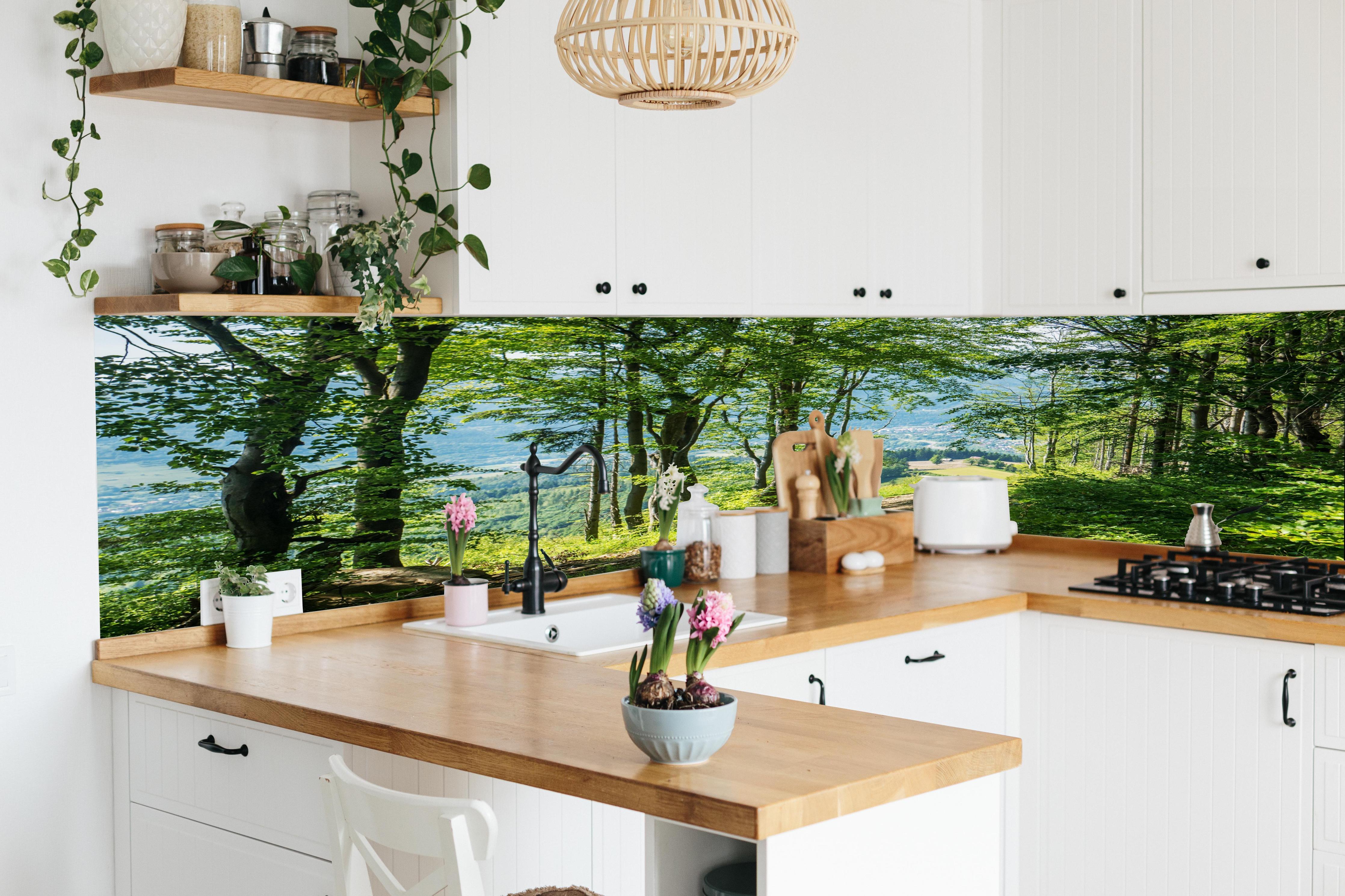 Küche - Waldweg Beskiden Polen in lebendiger Küche mit bunten Blumen