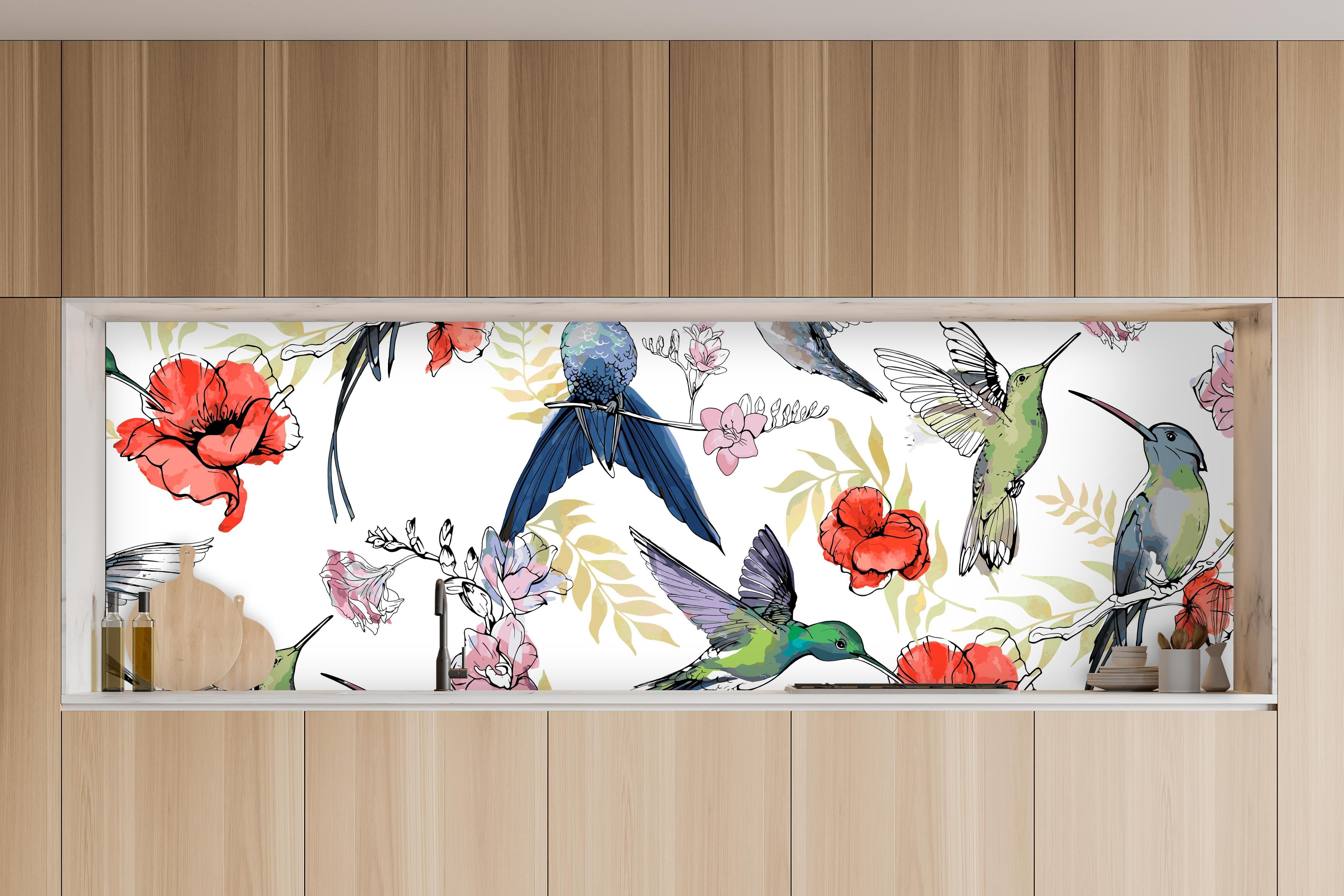 Küche - Wunderschöne Kolibris in charakteristischer Vollholz-Küche mit modernem Gasherd