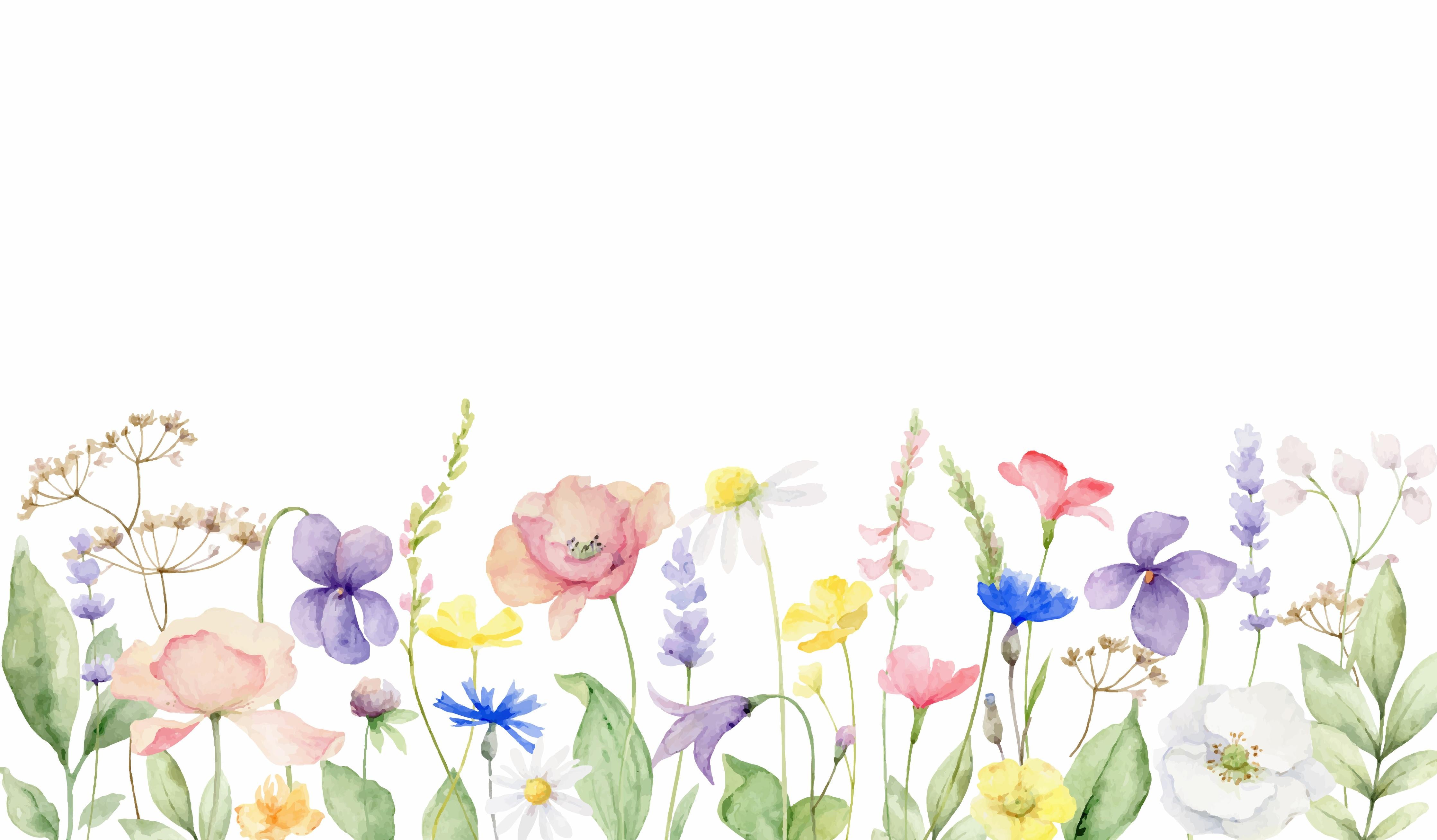 Küchenrückwand-Lebhafte Blumen und Pflanzen Aquarellmalerei