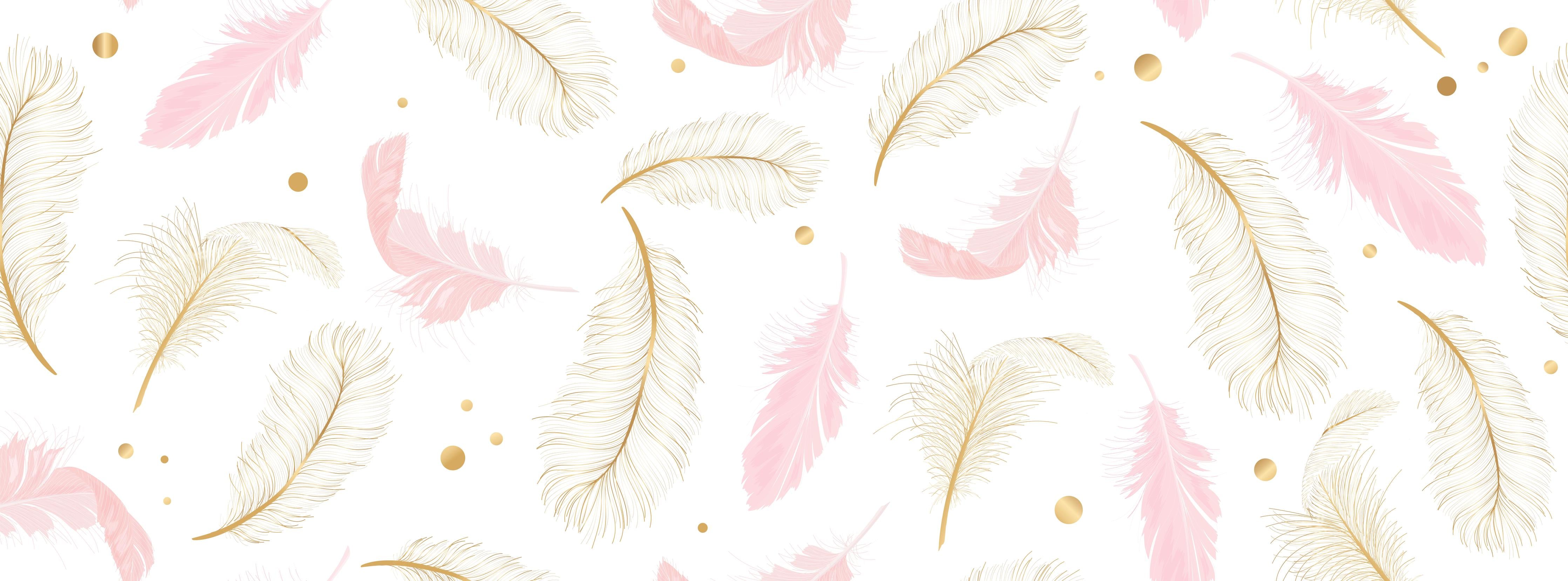 Küchenrückwand-Leichtes Federmuster mit goldenen Akzenten
