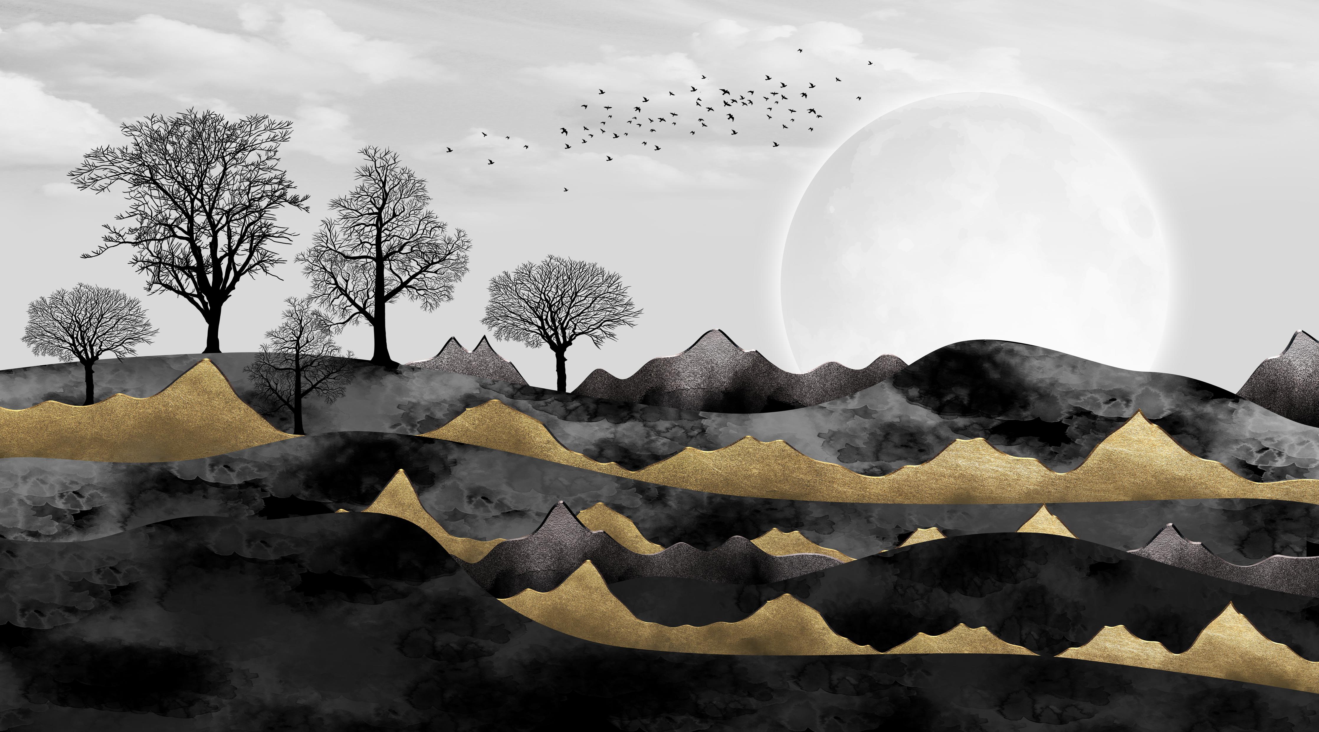 Küchenrückwand-Nächtliches Landschaftsdesign - Grafik