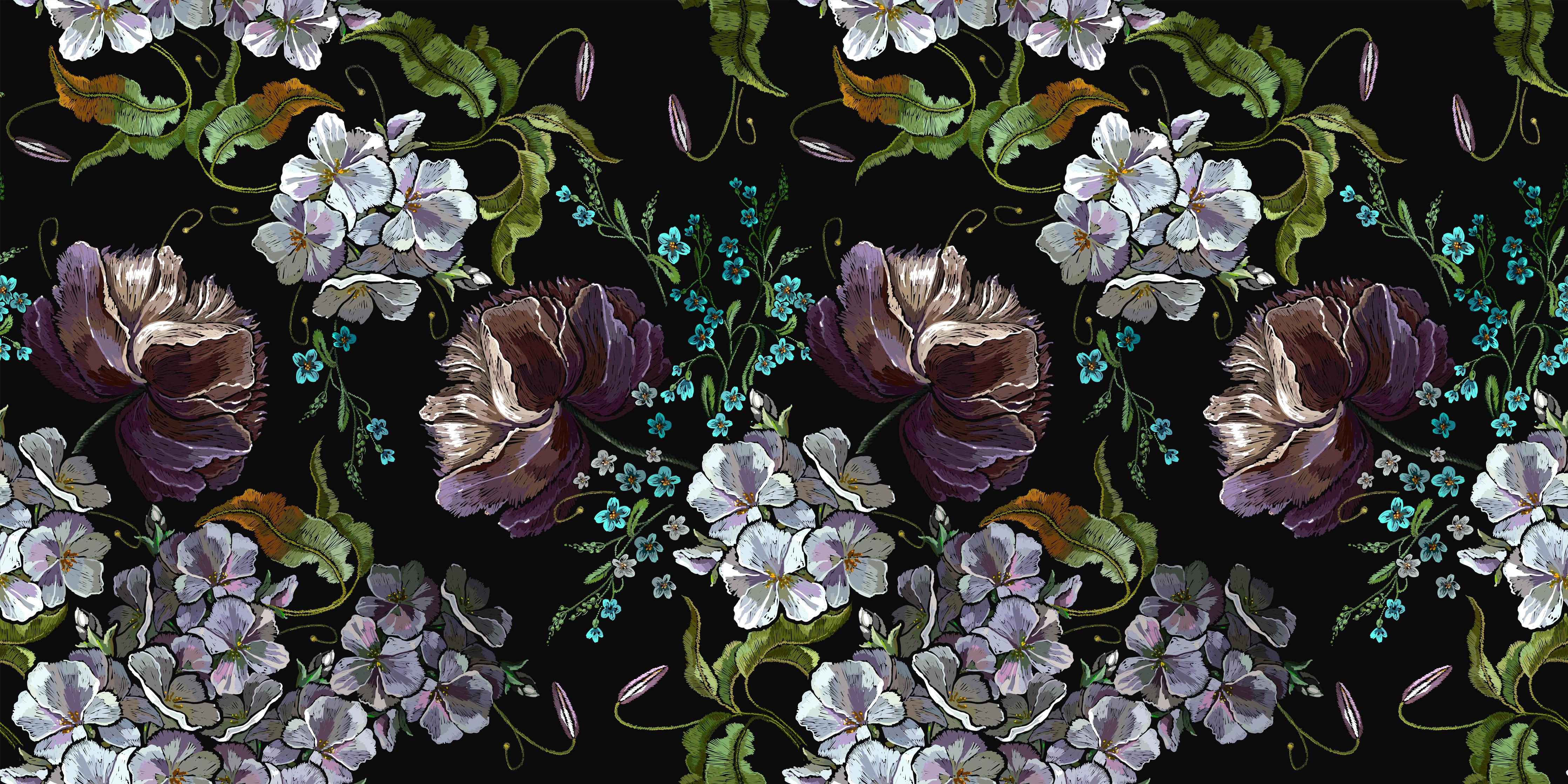 Küchenrückwand-Nahtloses Blumenmuster in Violett und Weiß