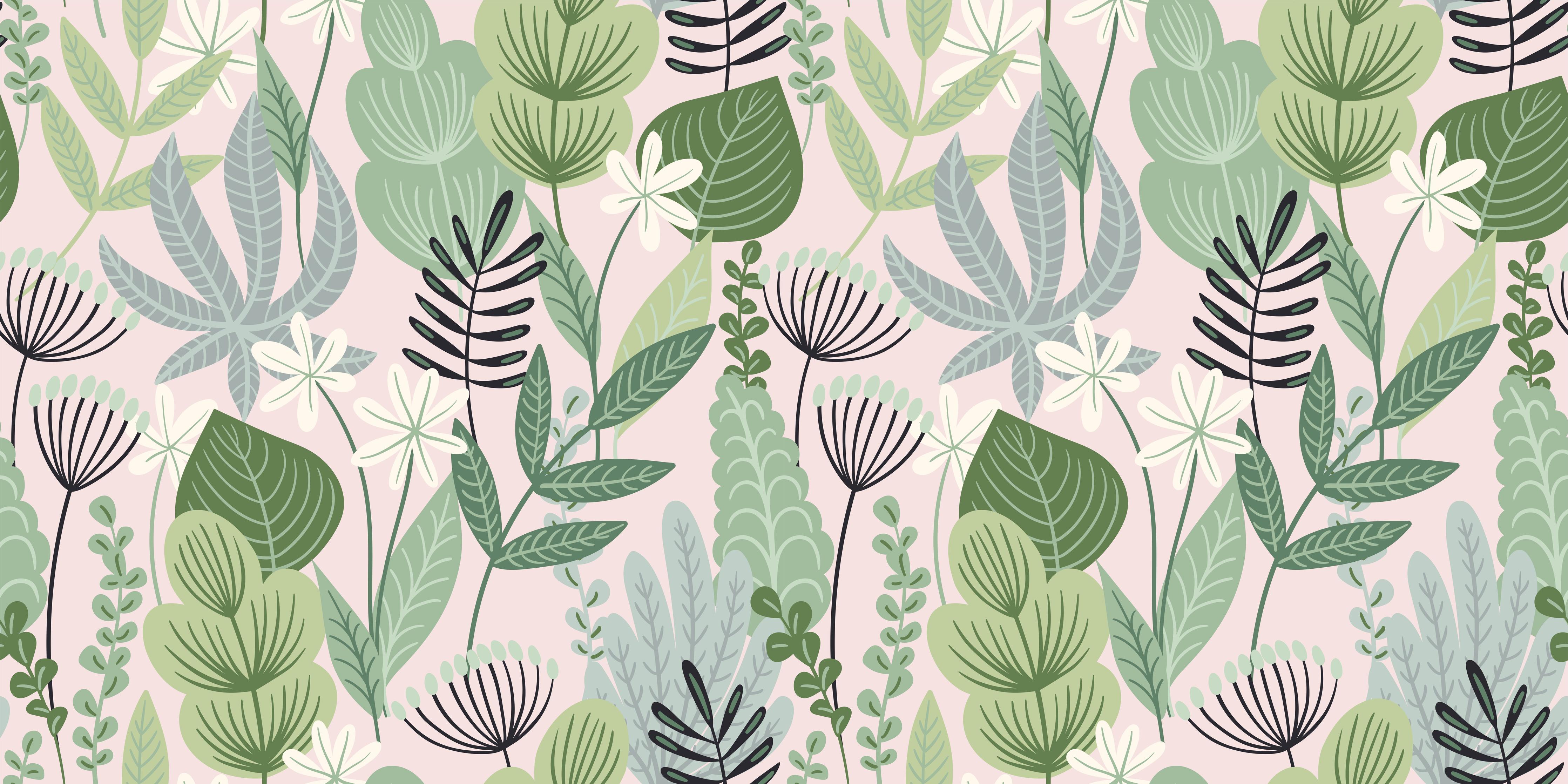 Küchenrückwand-Pastell Pflanzen- und Blumenmuster Tapete