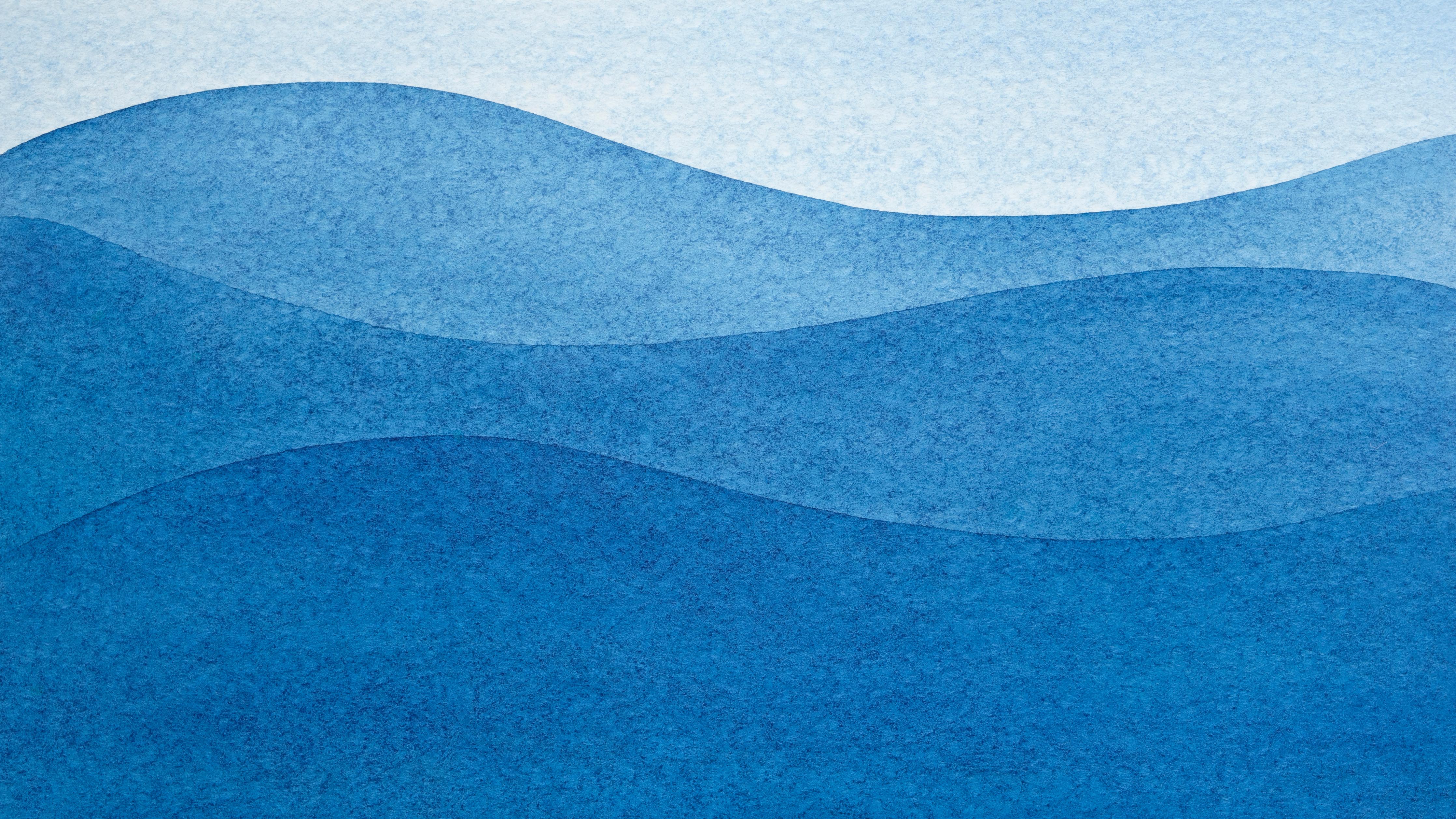 Küchenrückwand-Schönes abstraktes Wellenmuster in verschiedenen Blautönen