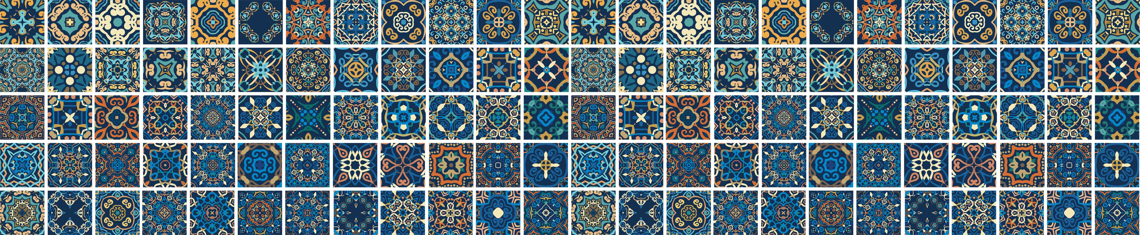 Küchenrückwand-Traditionelles Blau-Weiß Ornament Fliesen