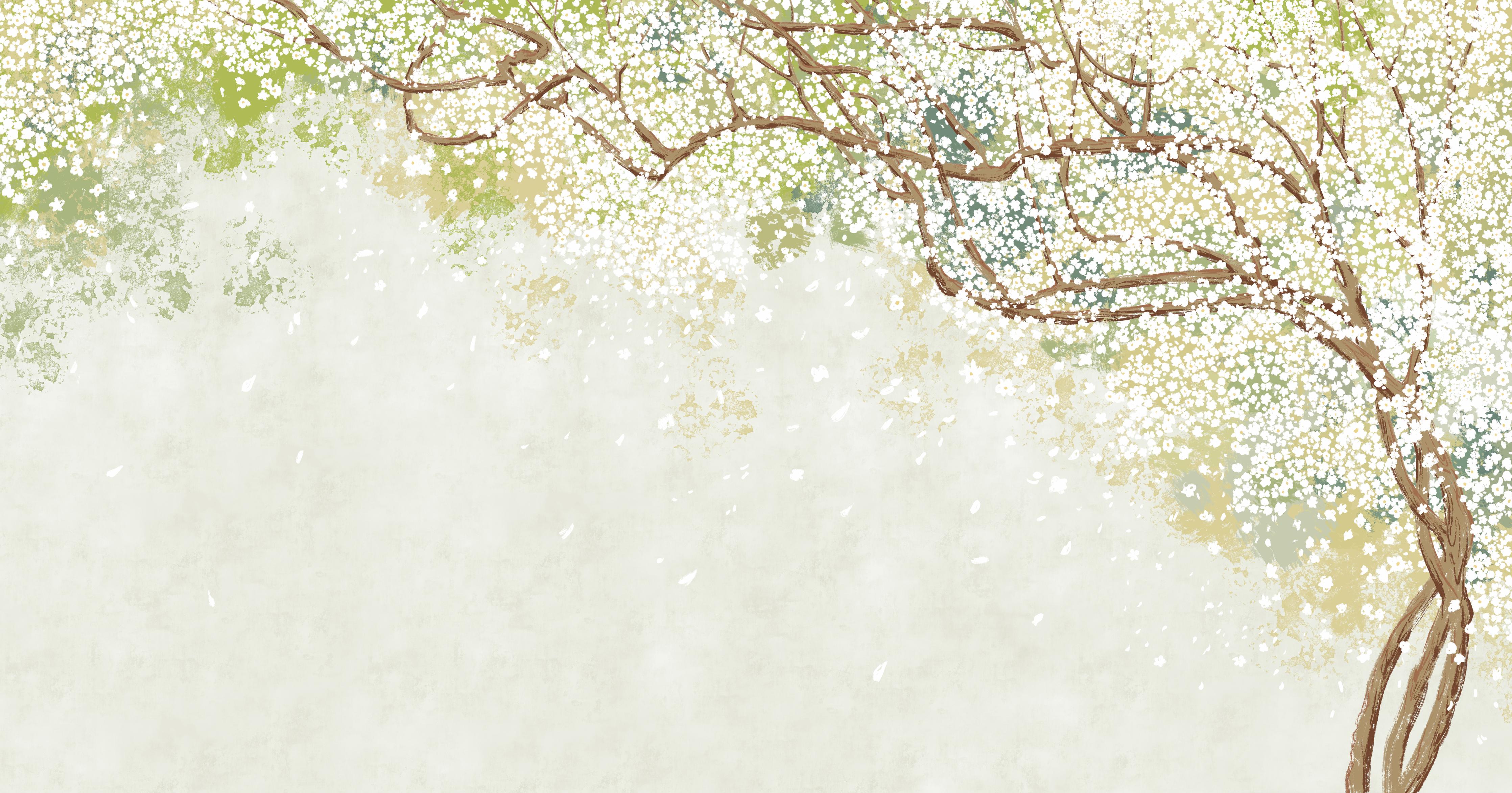 Küchenrückwand-Weiße Sakura Blätter - Vintage