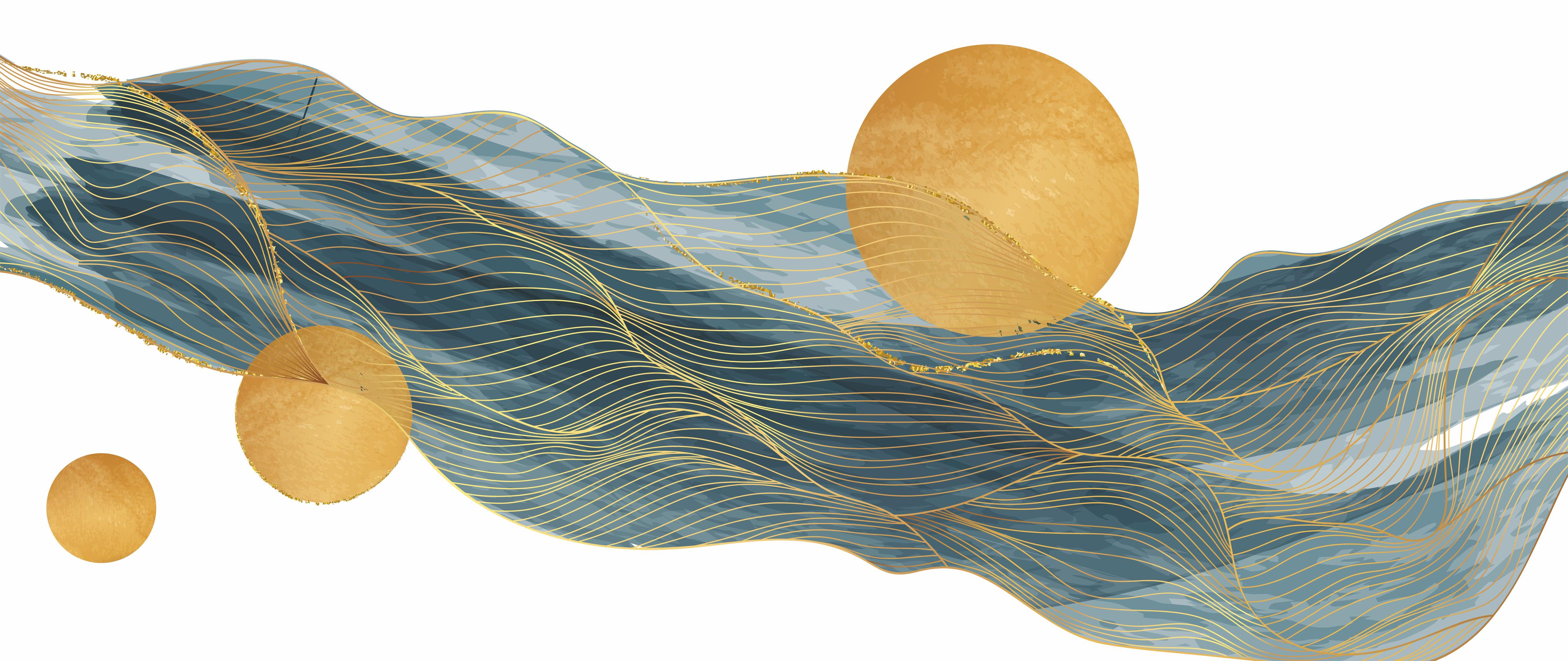 Küchenrückwand-Wellenmuster mit goldenen Kreisen Kunst