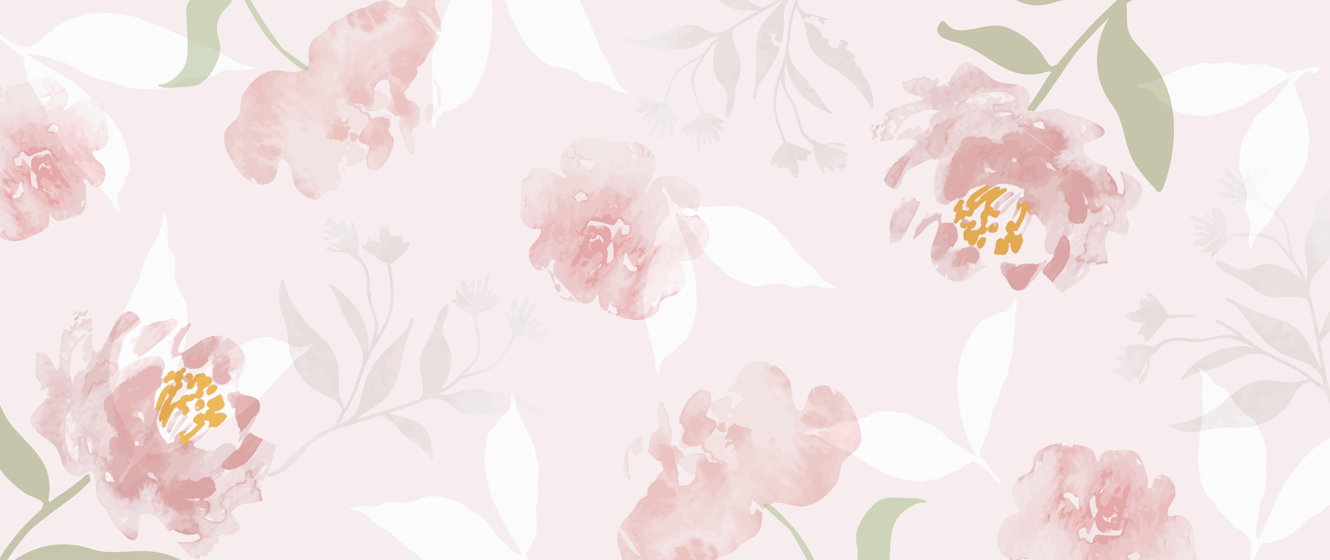 Küchenrückwand-Zartes Rosa-Beige Blüten Aquarellmuster