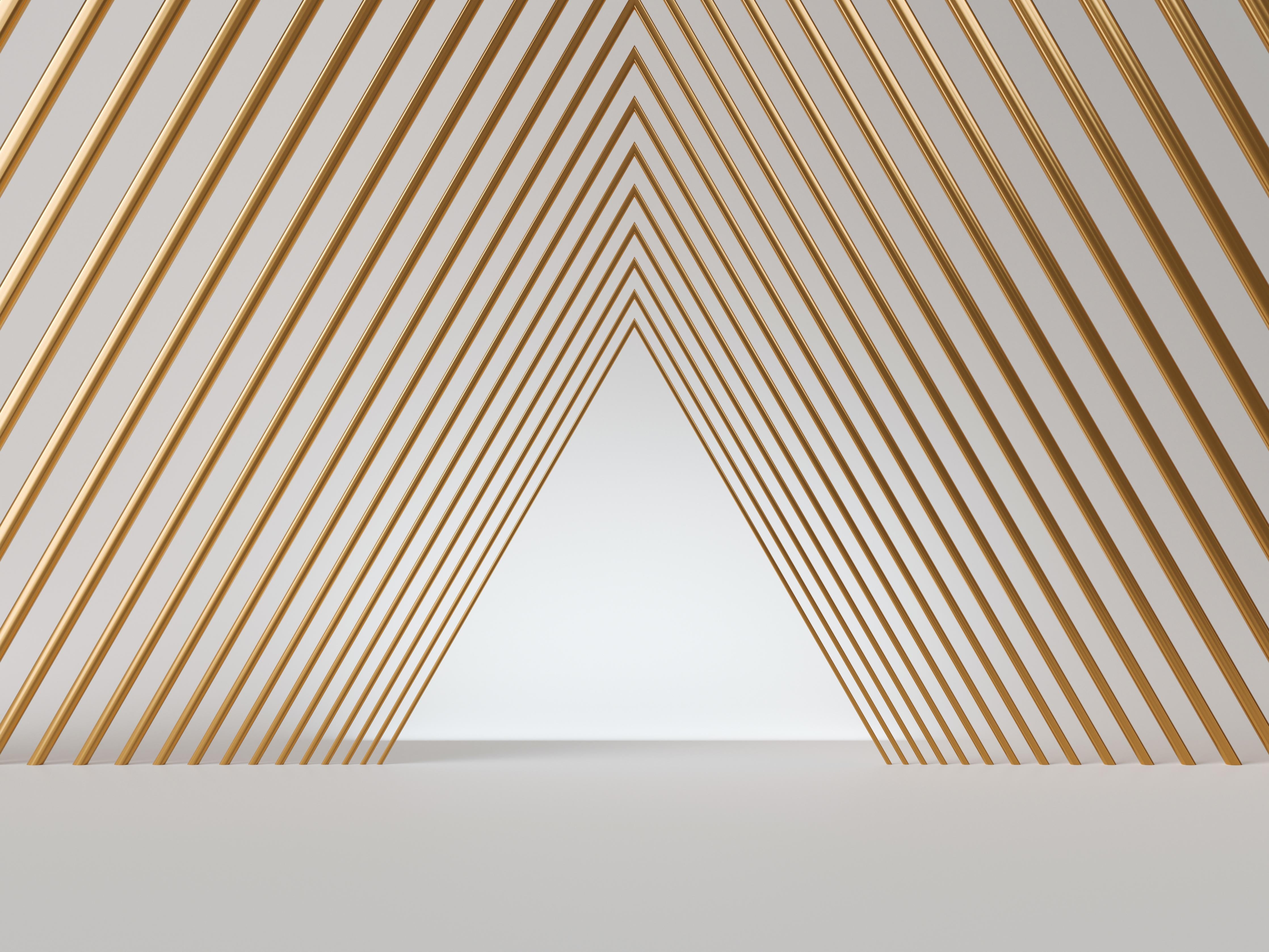 Spritzschutz-3D-Tunnel aus goldenen stützen