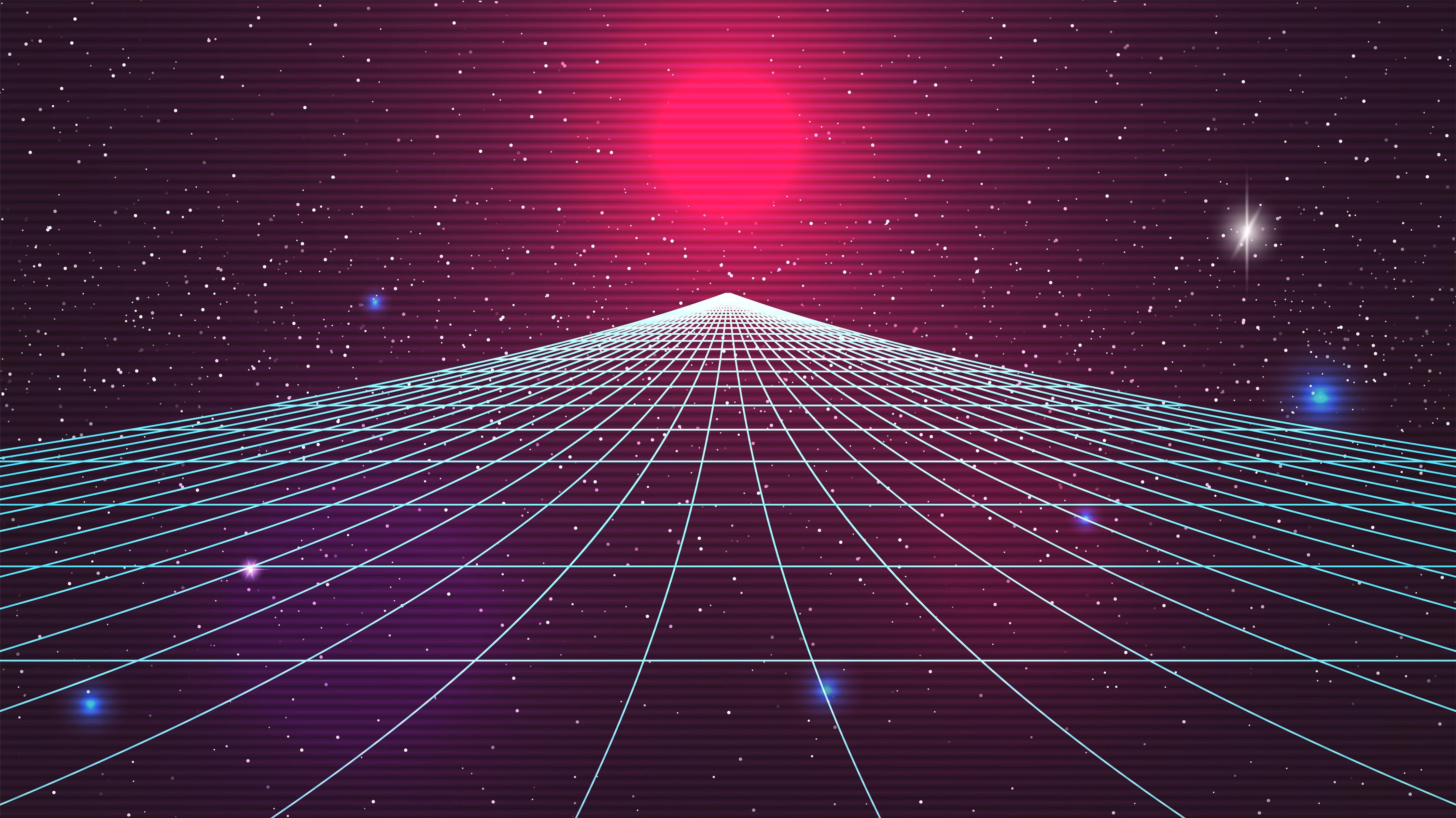 Spritzschutz-80er Synthwave Retro-Futurismus Hintergrund
