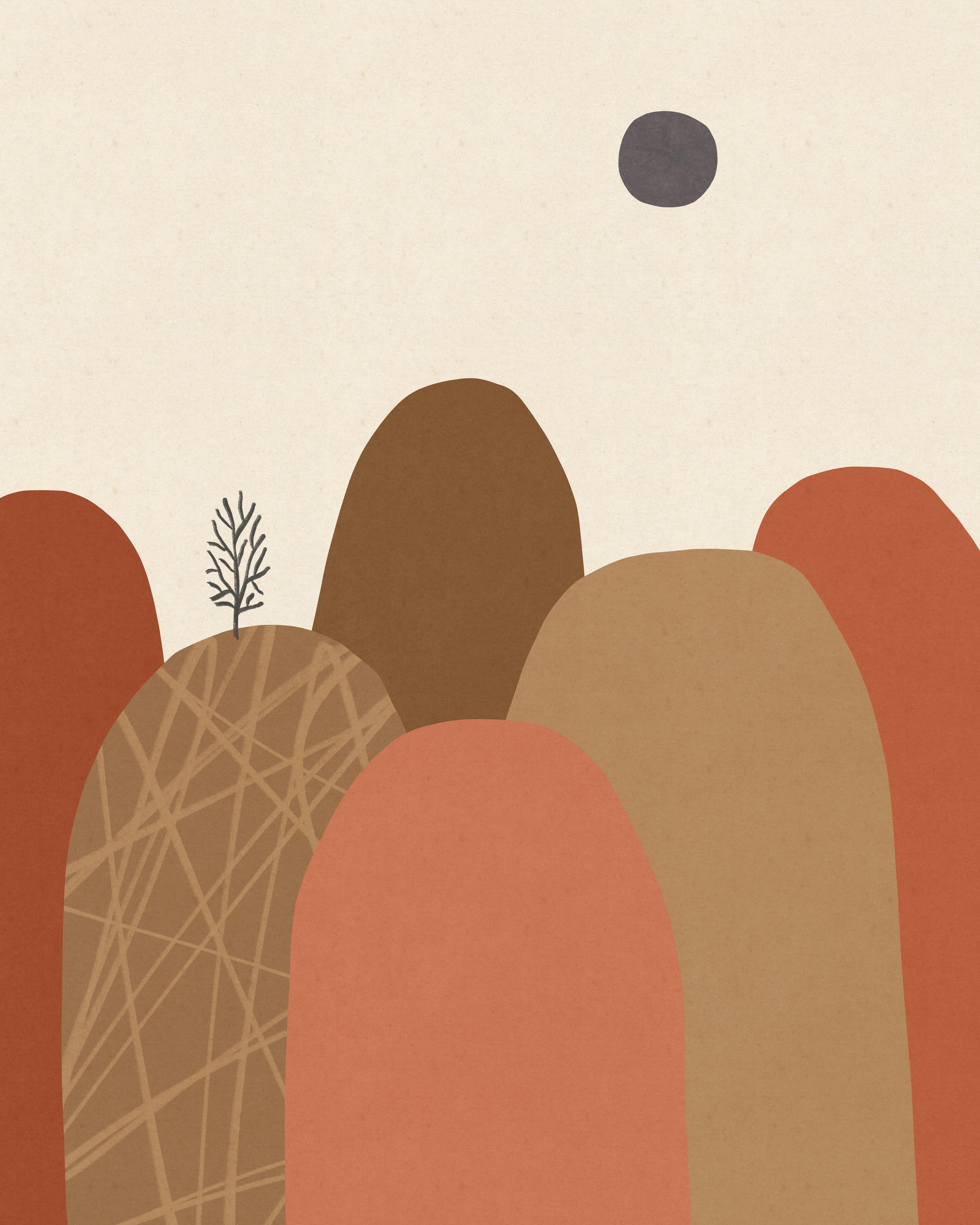 Spritzschutz-Abstrakte Berglandschaft im Herbst mit Baum