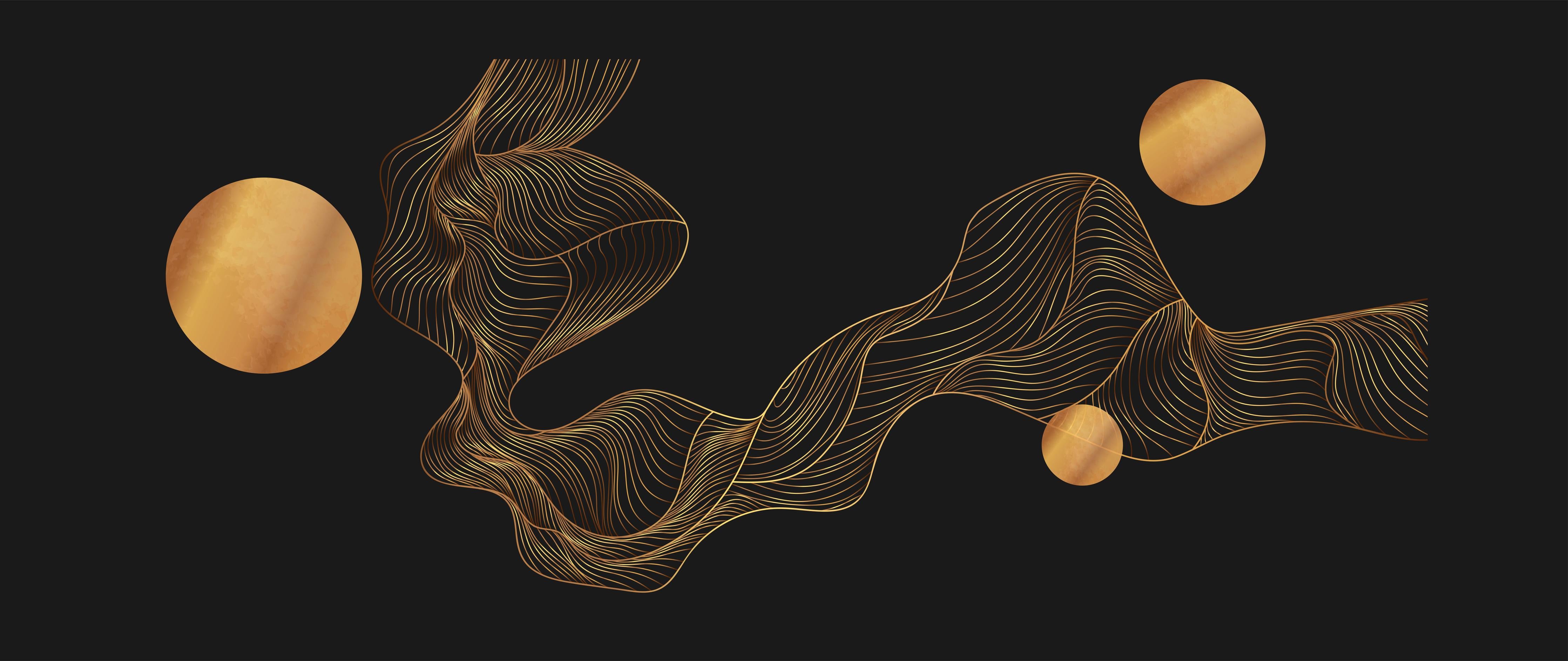 Spritzschutz-Abstrakte Goldene Wellen und Kugeln