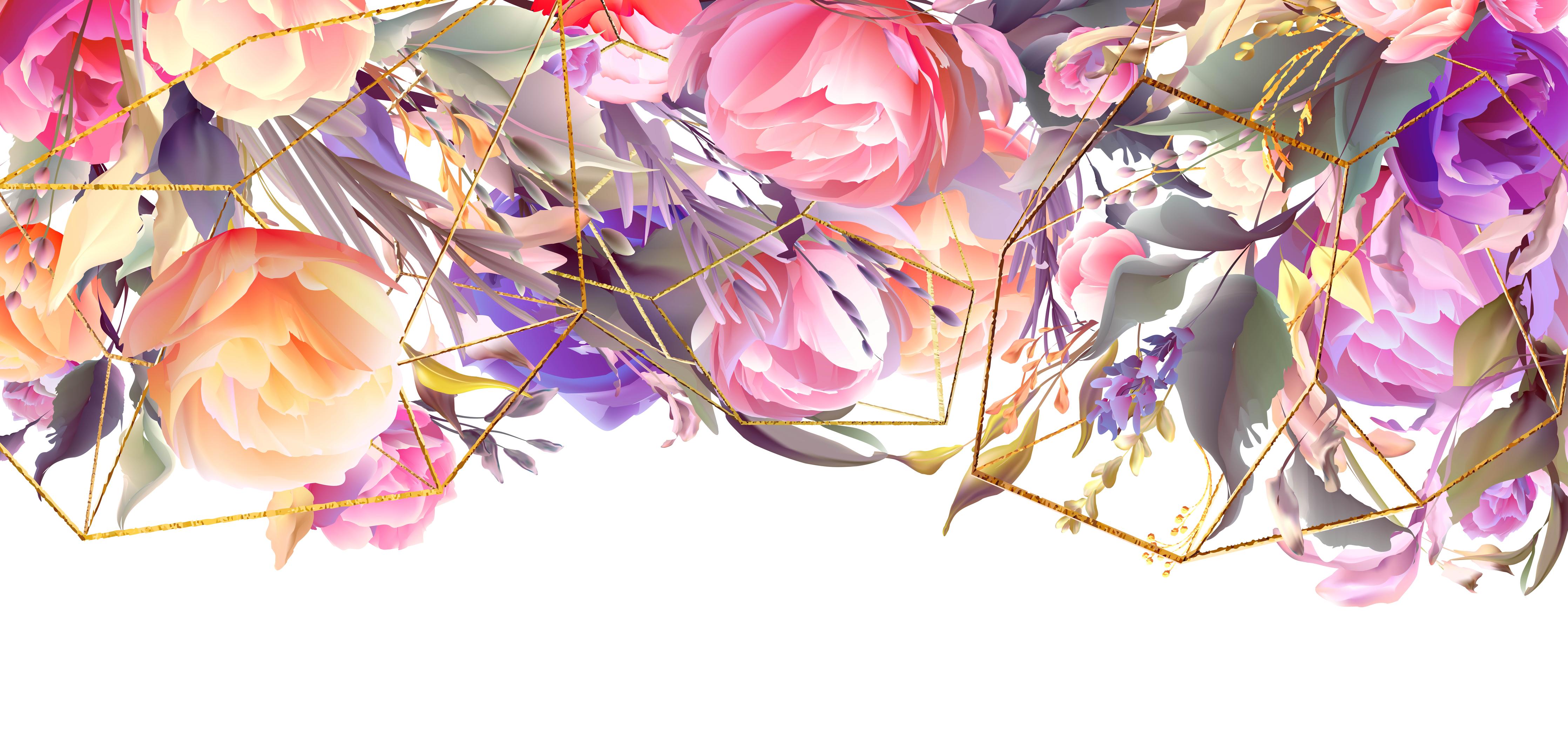 Spritzschutz-Abstrakte Kunst mit bunten Blumen und Geometrie