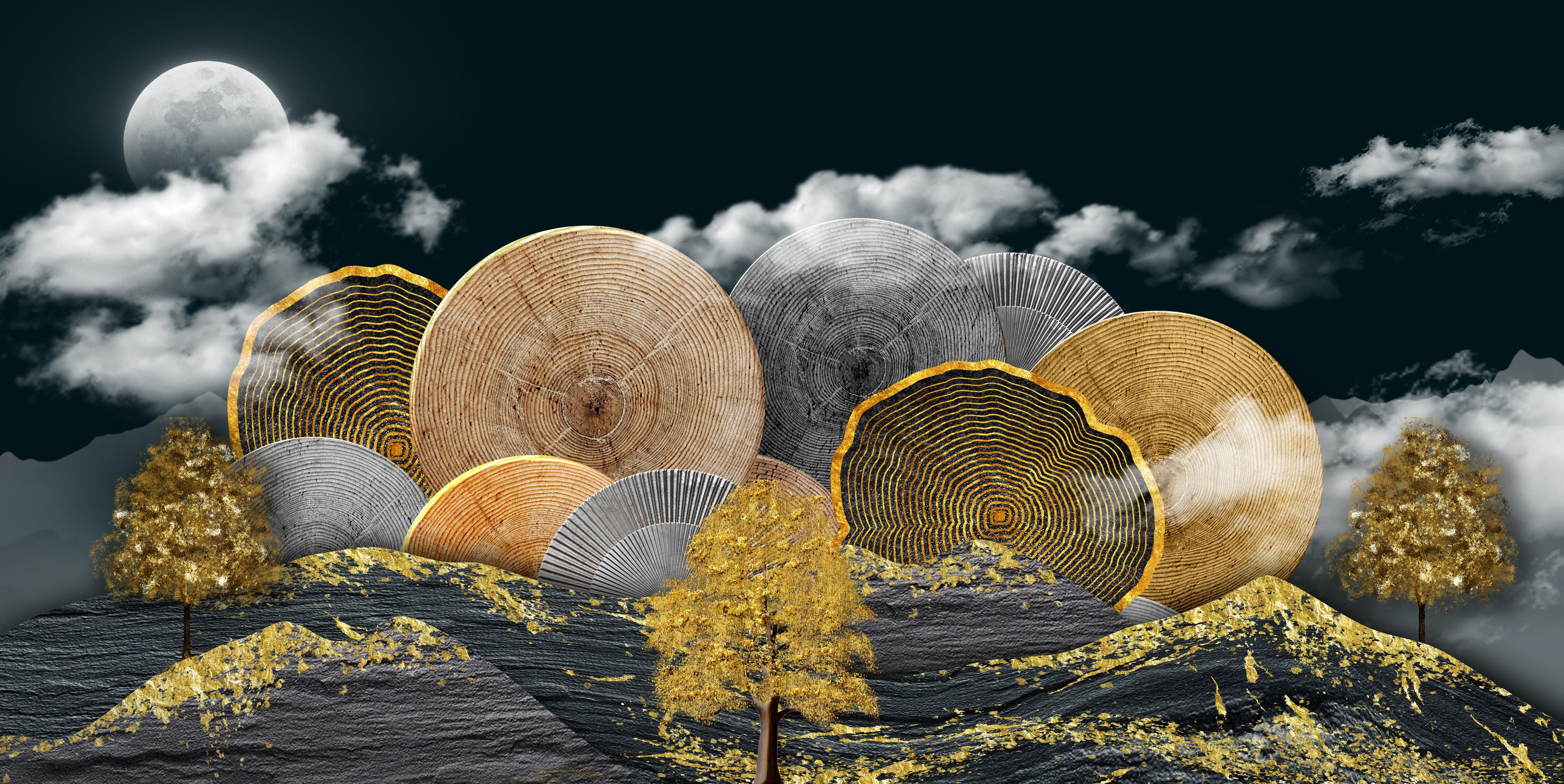 Spritzschutz-Abstraktes Landschaftsmuster - Nächtlich