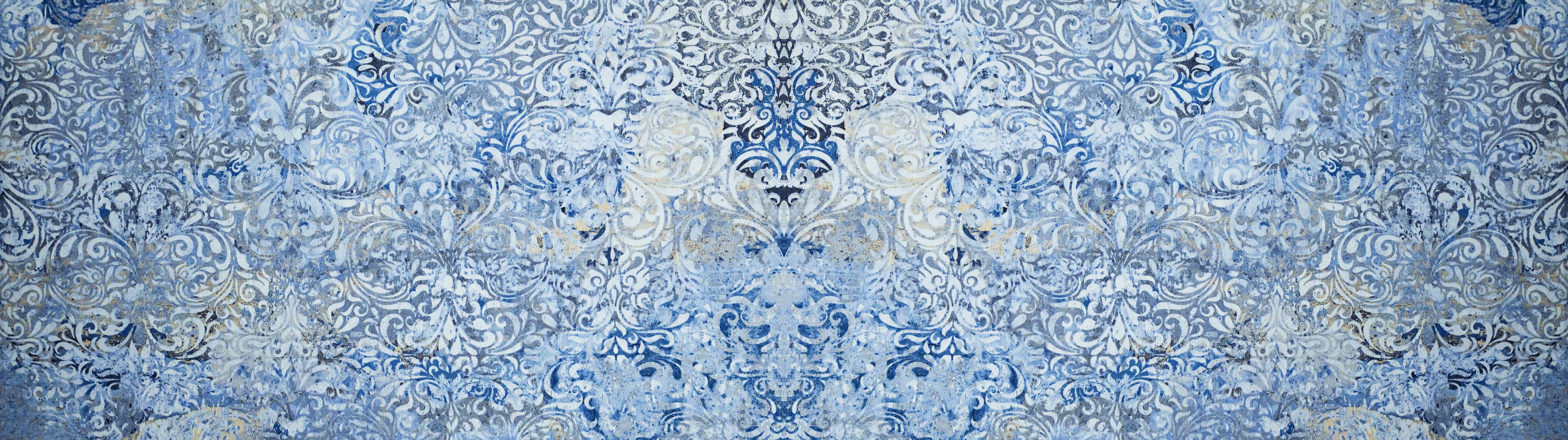 Spritzschutz-Alt blau graues vintage Fliesenmuster